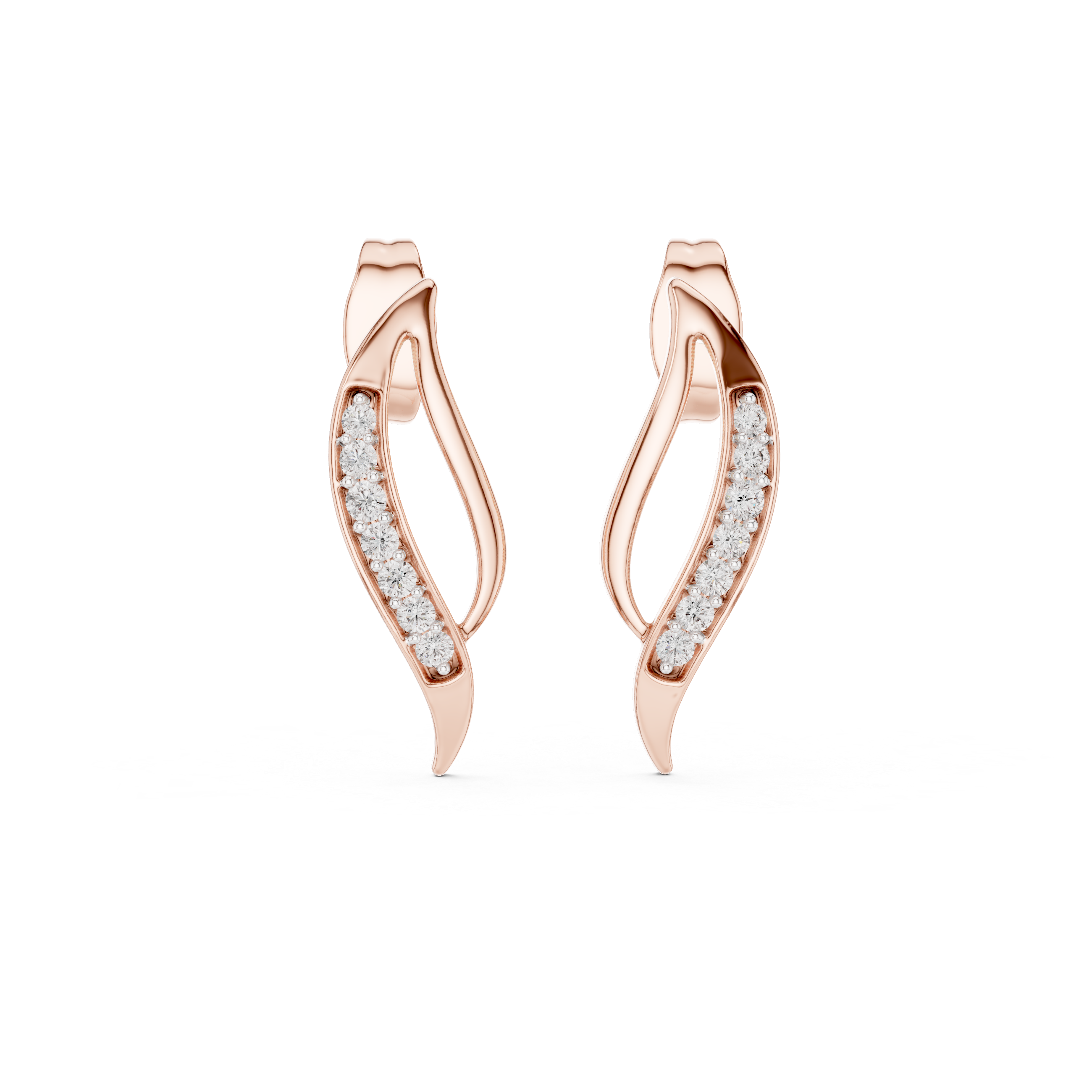 The Niederanven Earrings - Diamond Sculptural Wave Studs
