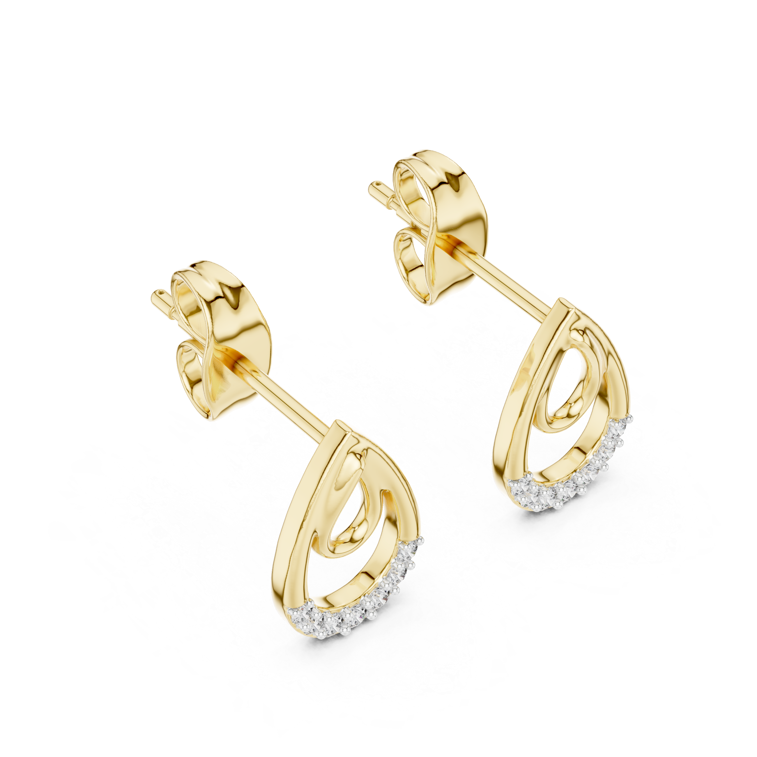 The Bertrange Earrings - Diamond Open Teardrop Studs