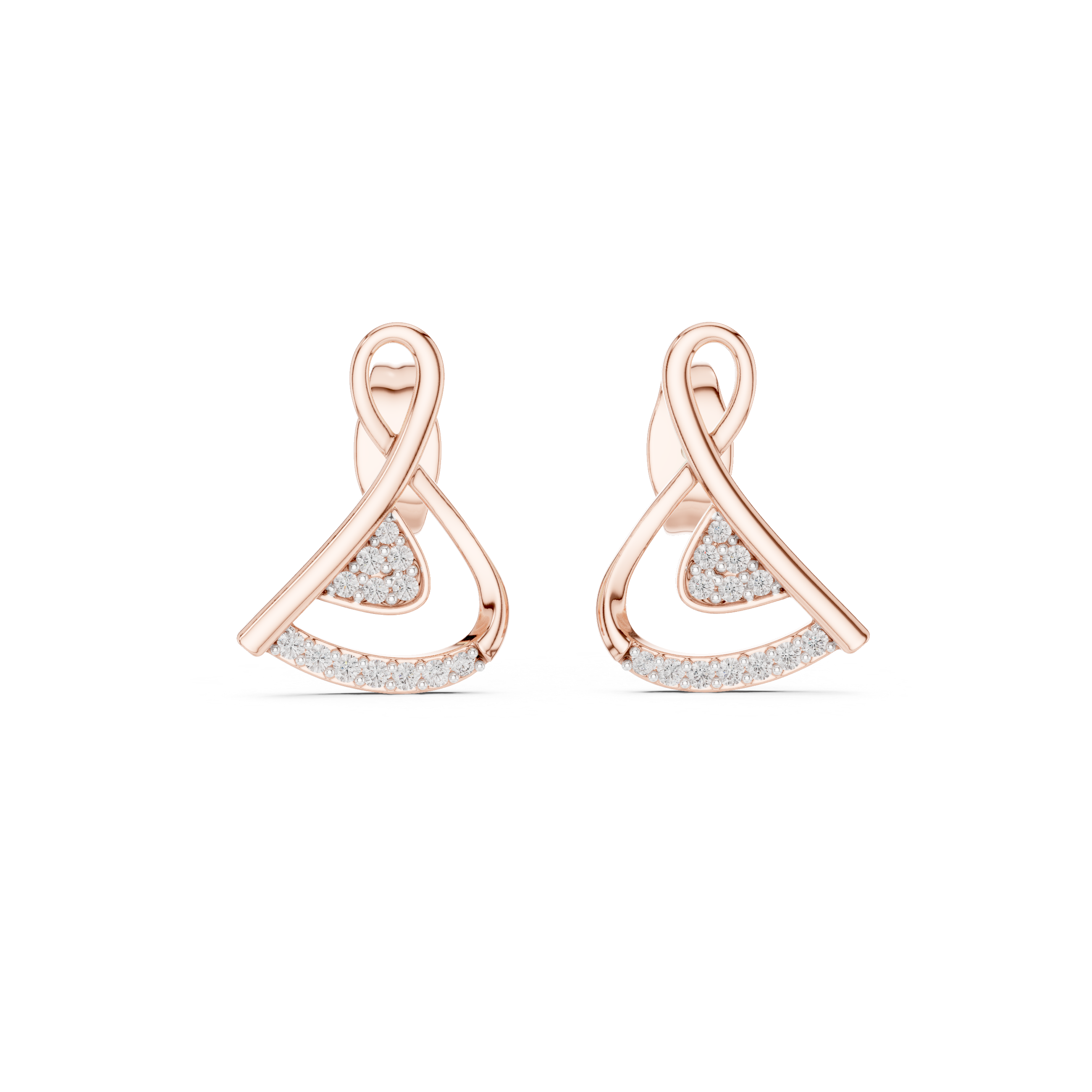 The Valbonne Earrings - Twisted Ribbon Diamond Studs