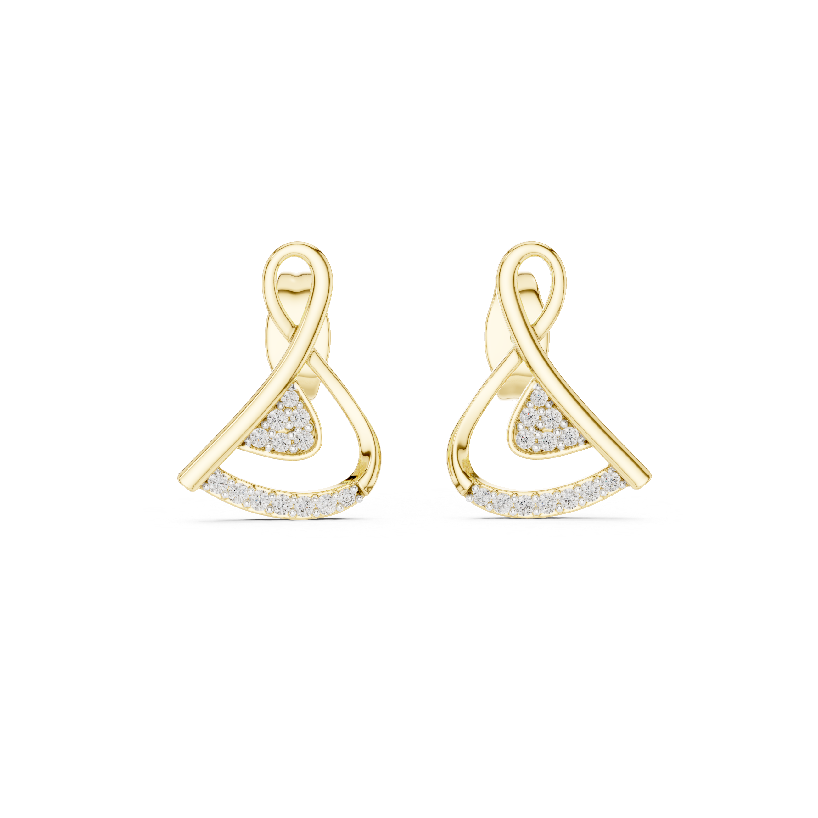 The Valbonne Earrings - Twisted Ribbon Diamond Studs