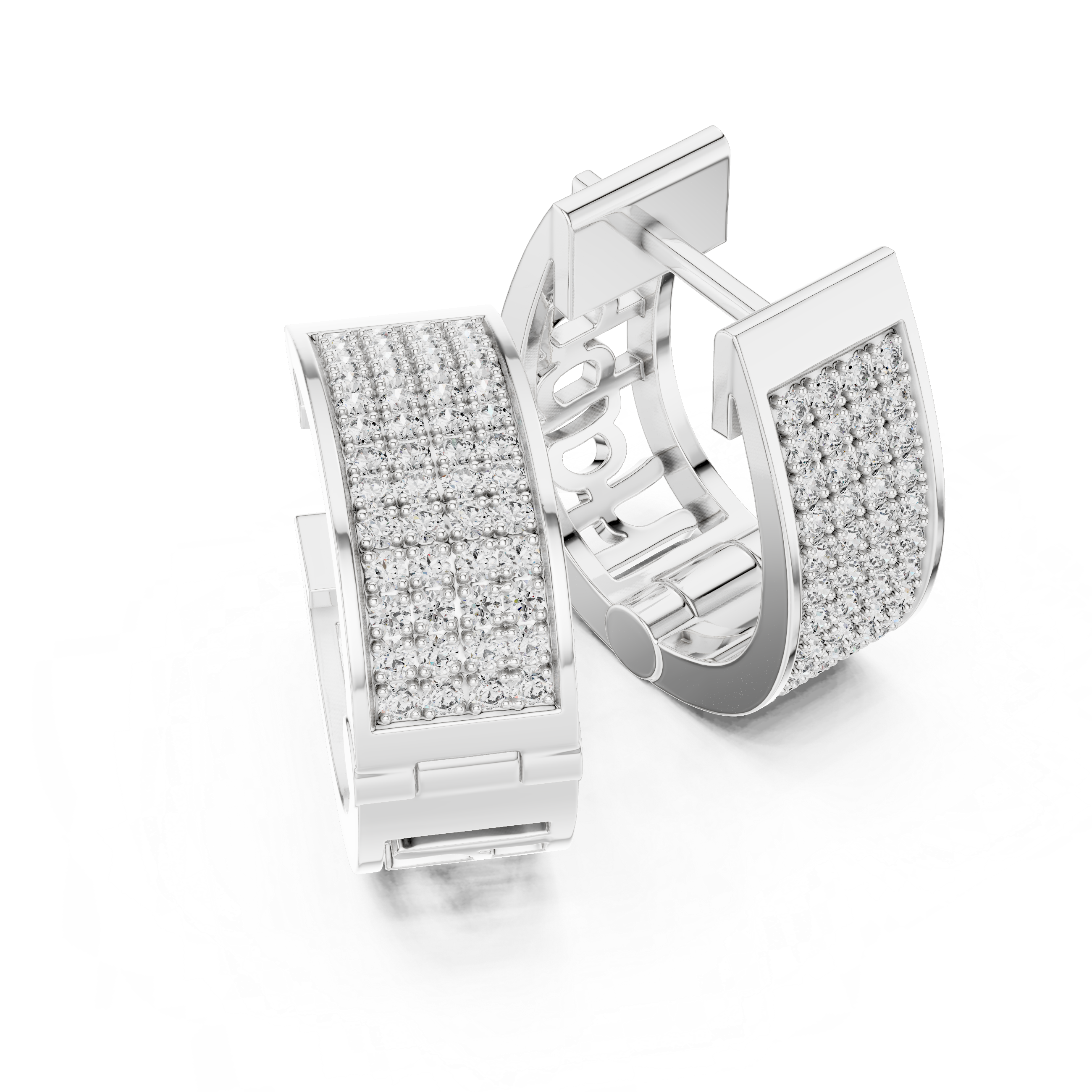 The Lucca Earrings – Wide Pavé Diamond "Happy" Motif Hoops