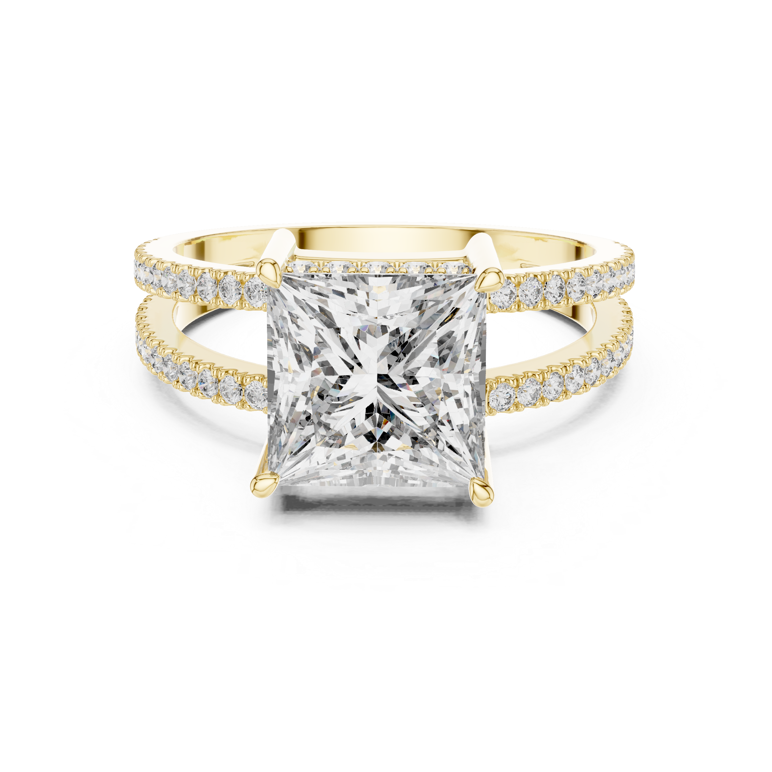 The Lier Ring - Princess Cut Split Shank Hidden Halo Engagement Ring