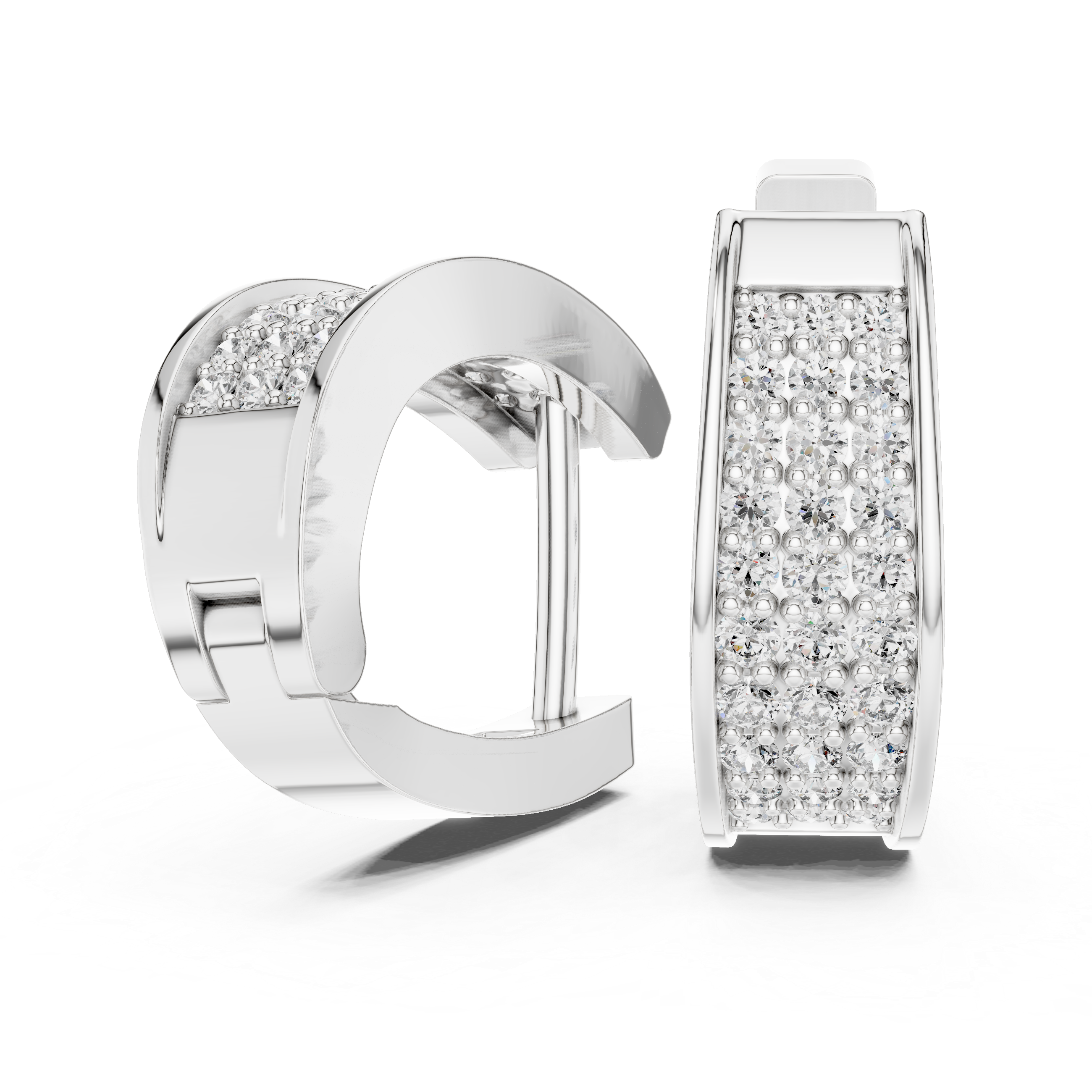 The Bolzano Earrings – Wide Multi-Row Pavé Diamond Huggie Hoops
