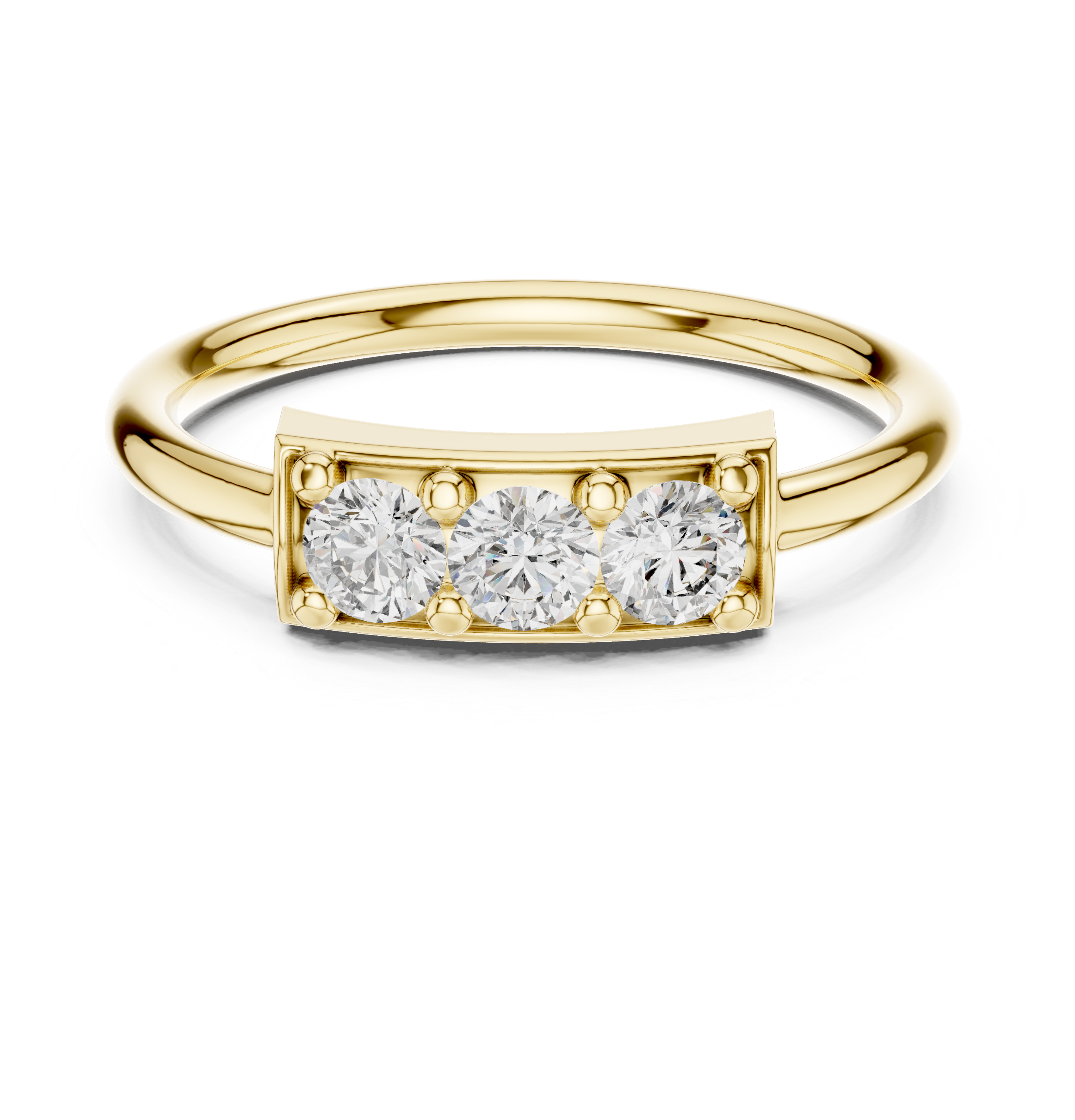 The Jelgava Ring - Round Cut Geometric Three-Stone Bar Ring