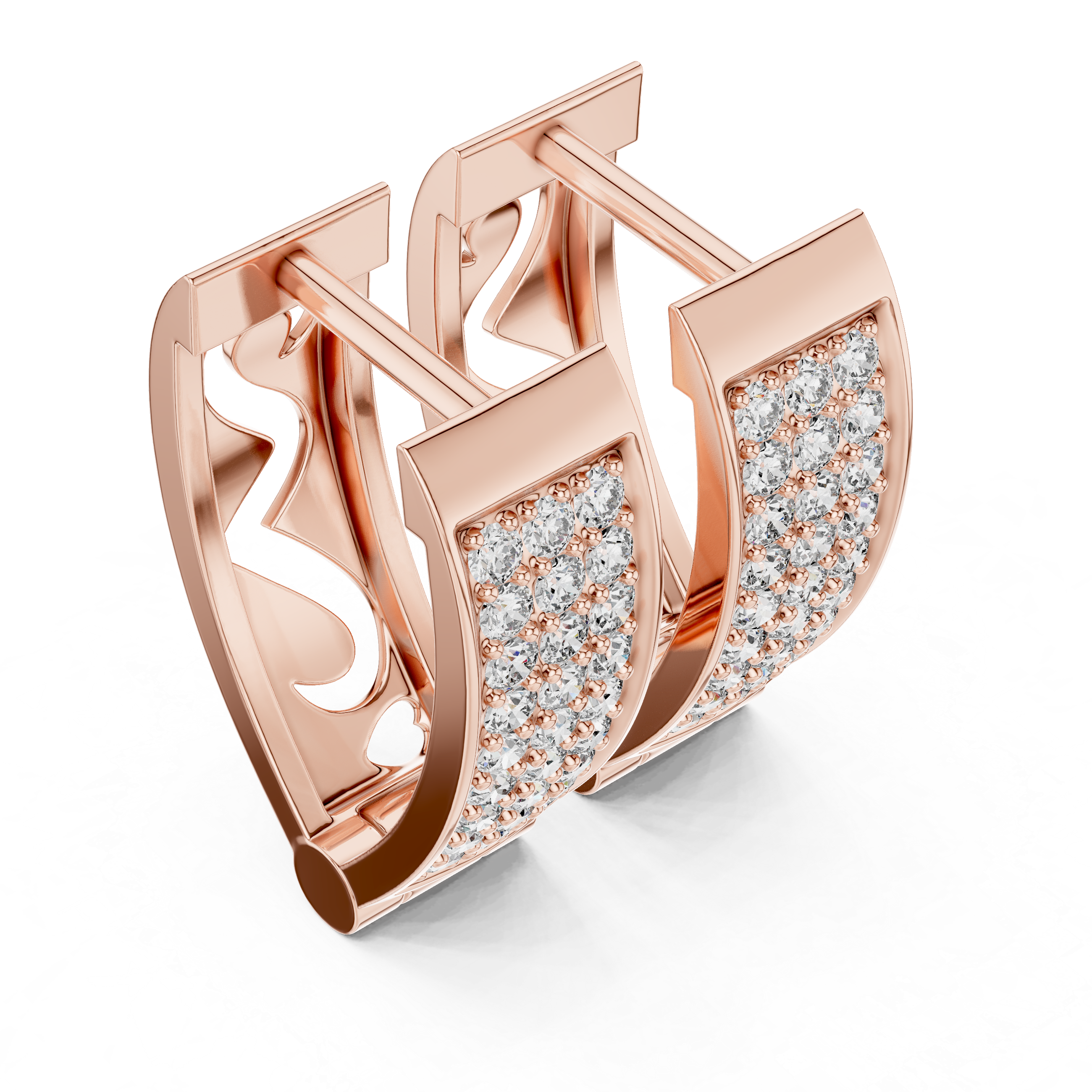 The Cagliari Earrings – Wide Tapered Pavé Diamond Huggie Hoops
