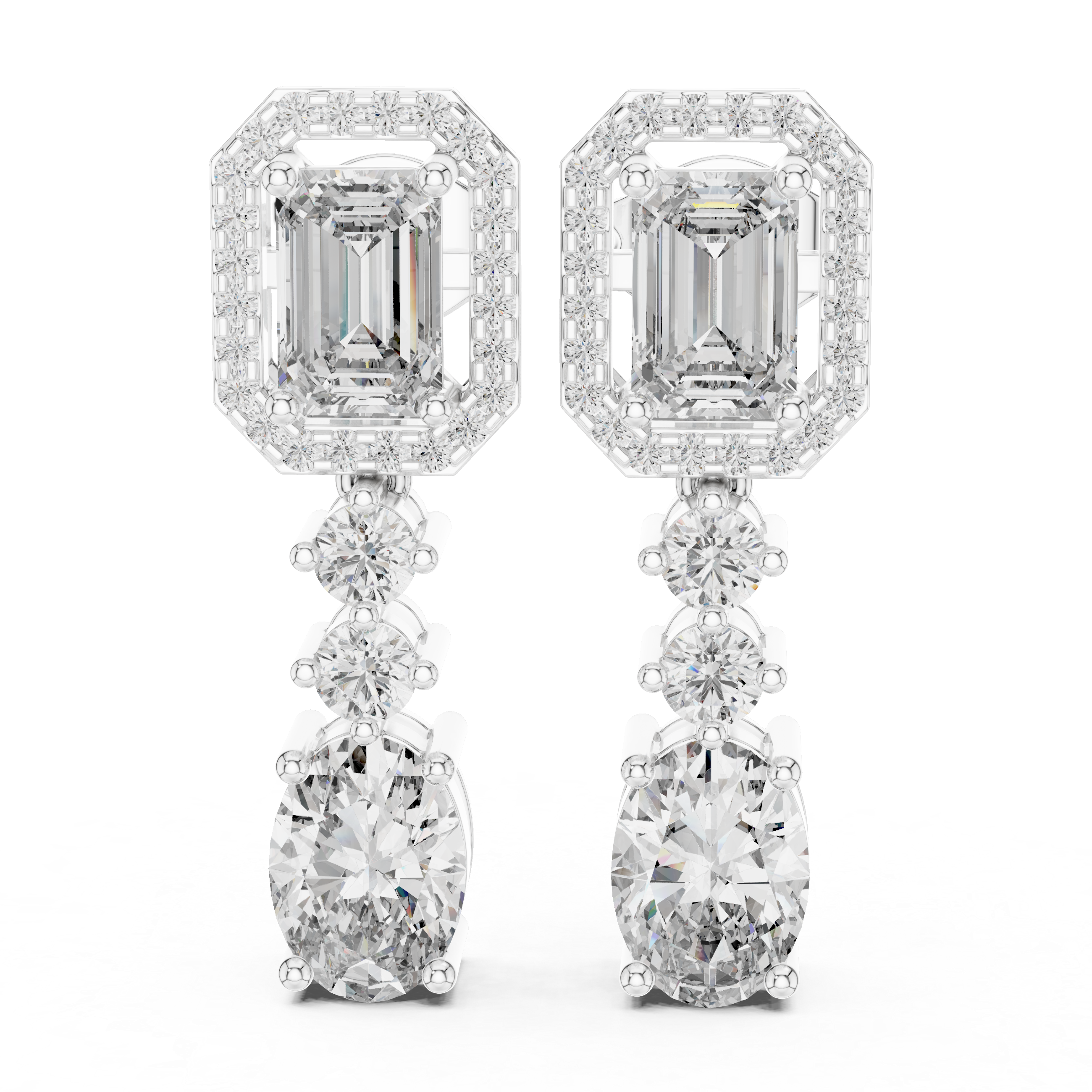 The Chichester Earrings – Mixed Shape Halo Drop Diamond Earrings