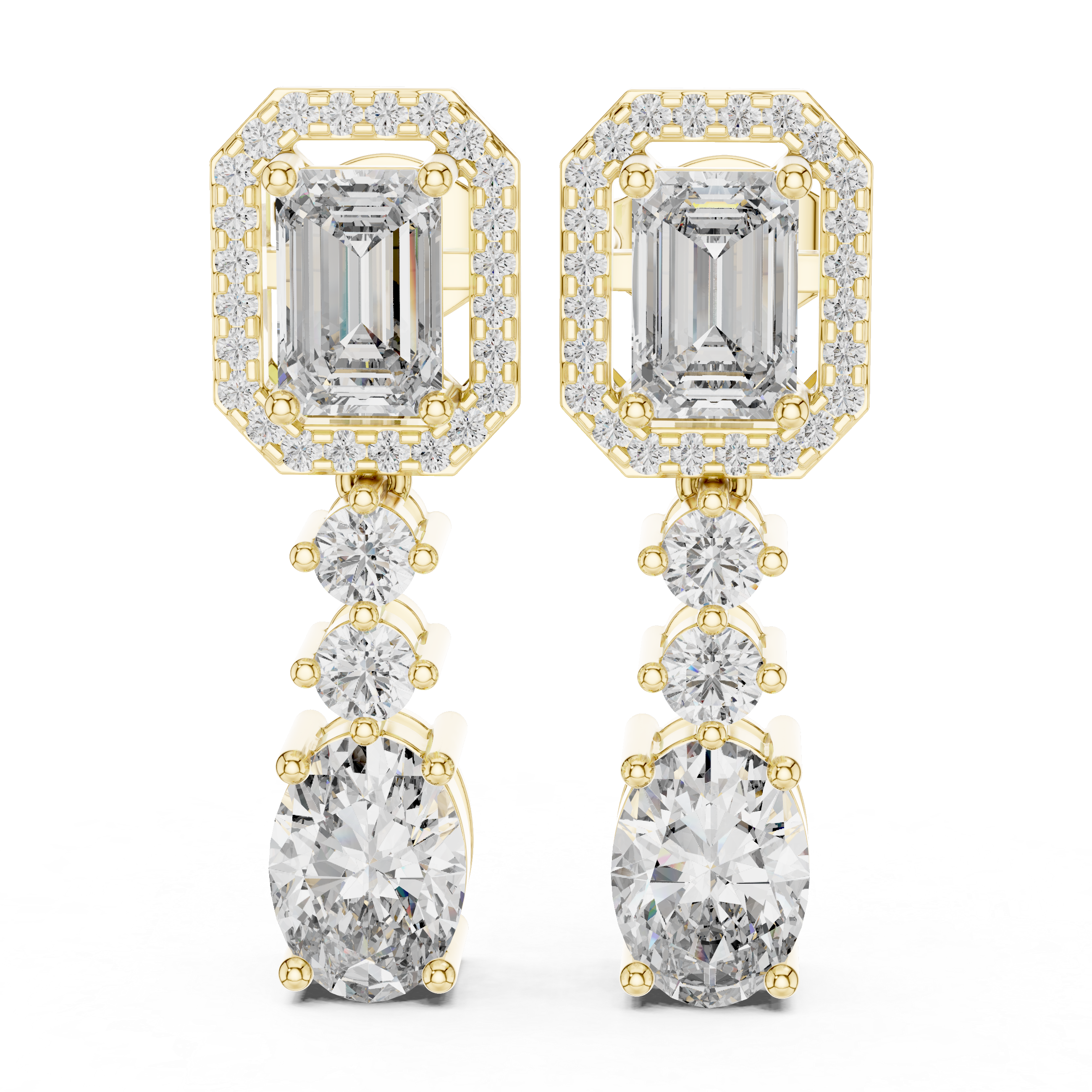 The Chichester Earrings – Mixed Shape Halo Drop Diamond Earrings