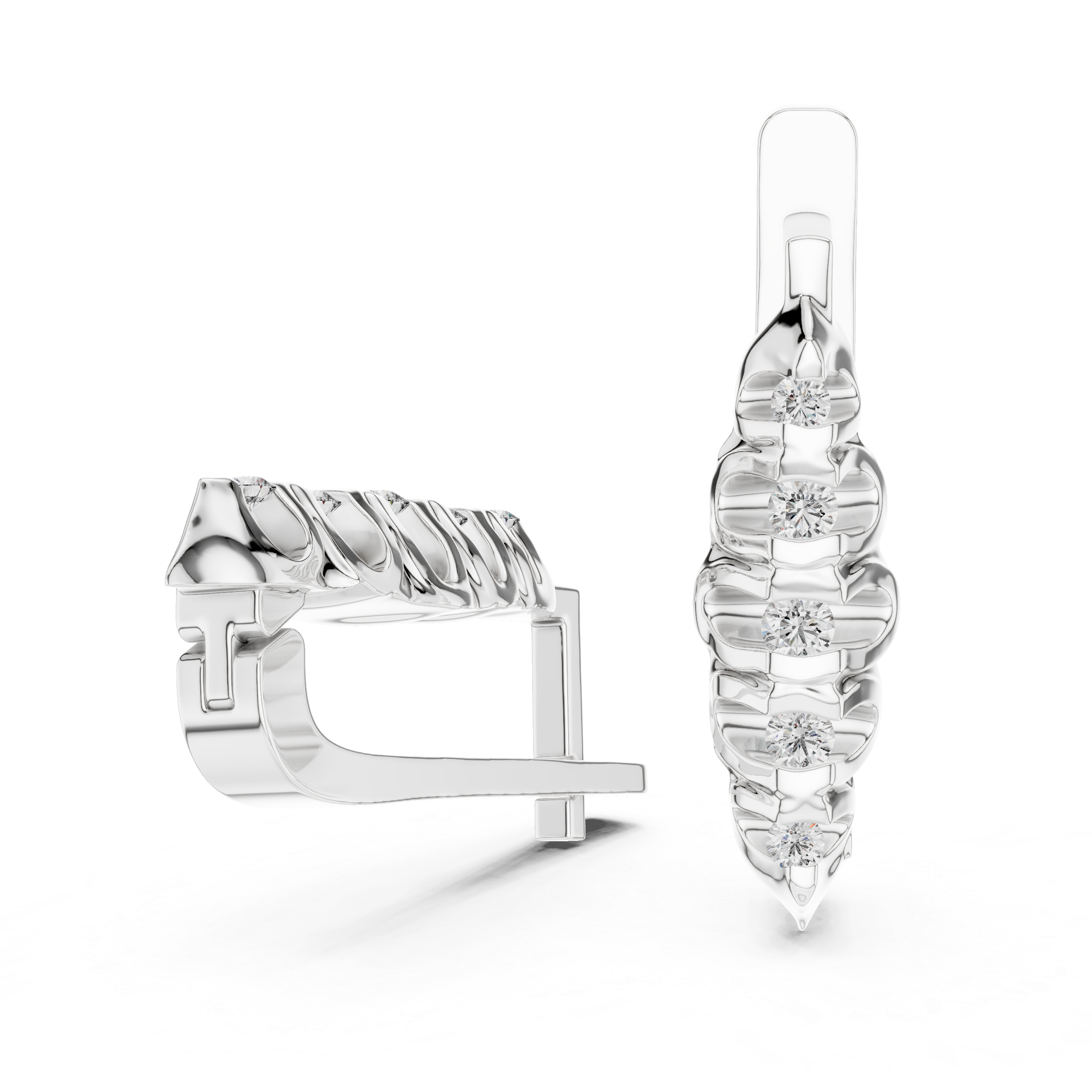 The Ortisei Earrings – Sculptural Collet Graduated Diamond J-Hoops