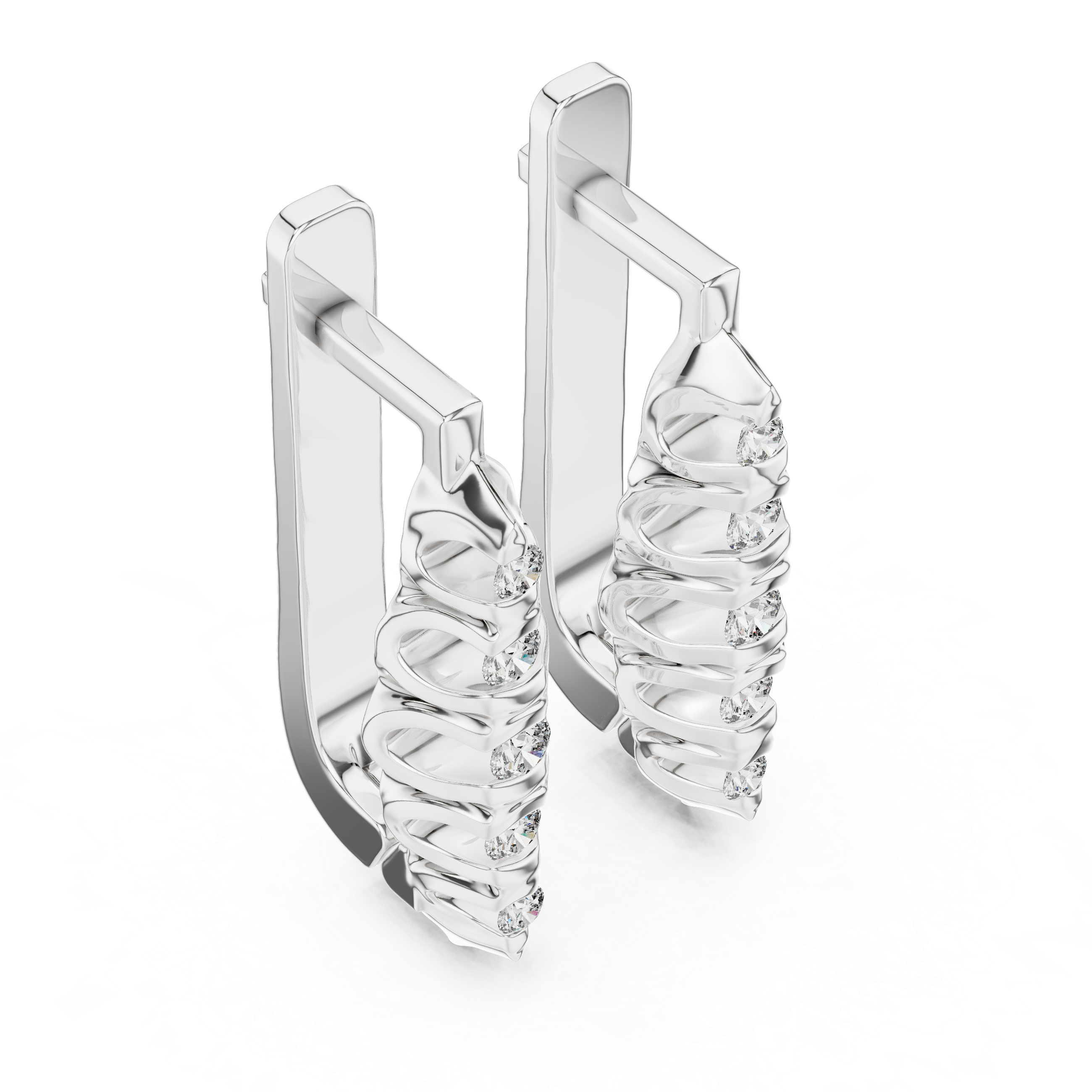 The Ortisei Earrings – Sculptural Collet Graduated Diamond J-Hoops