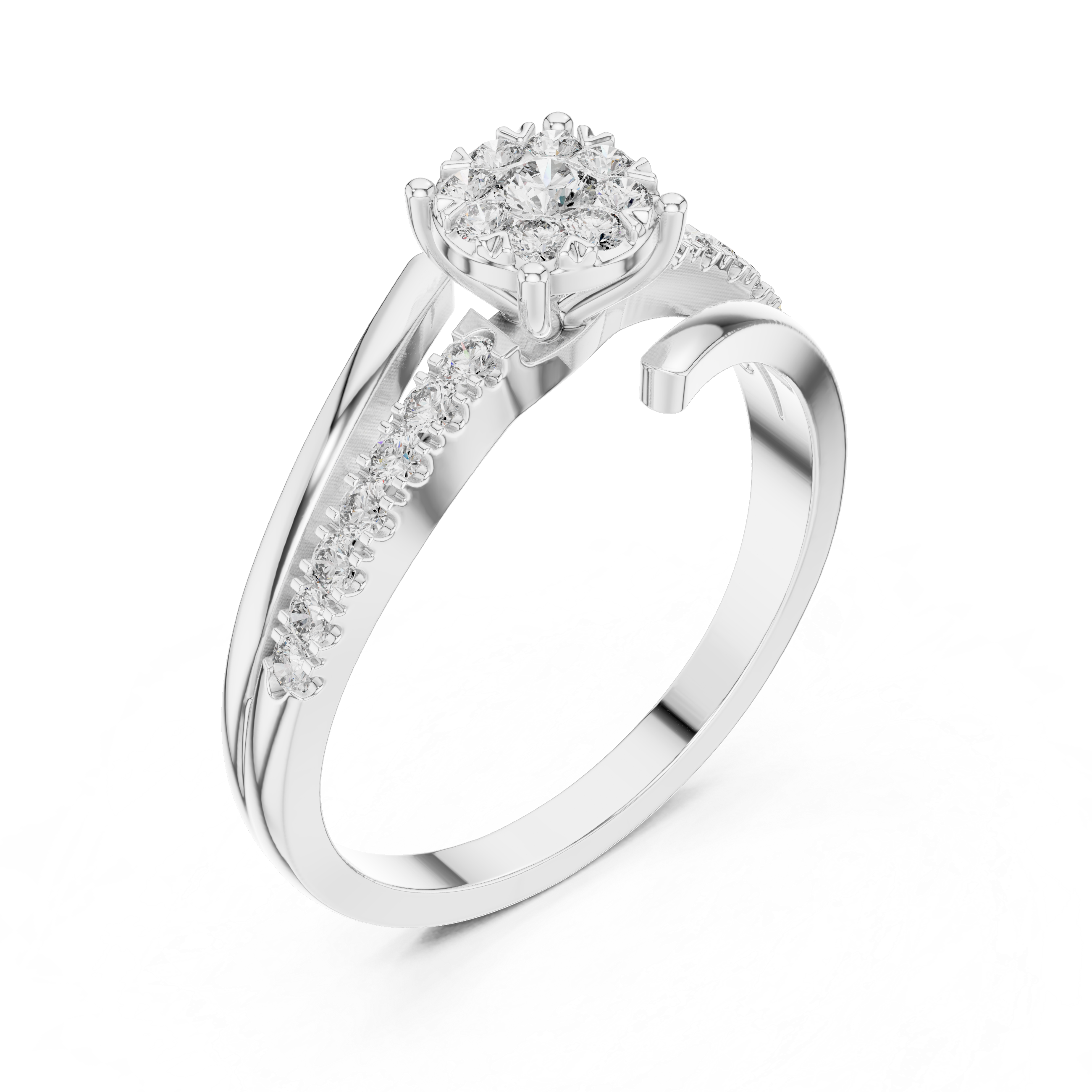 The Sitges Ring - Floral Cluster Bypass Engagement Ring