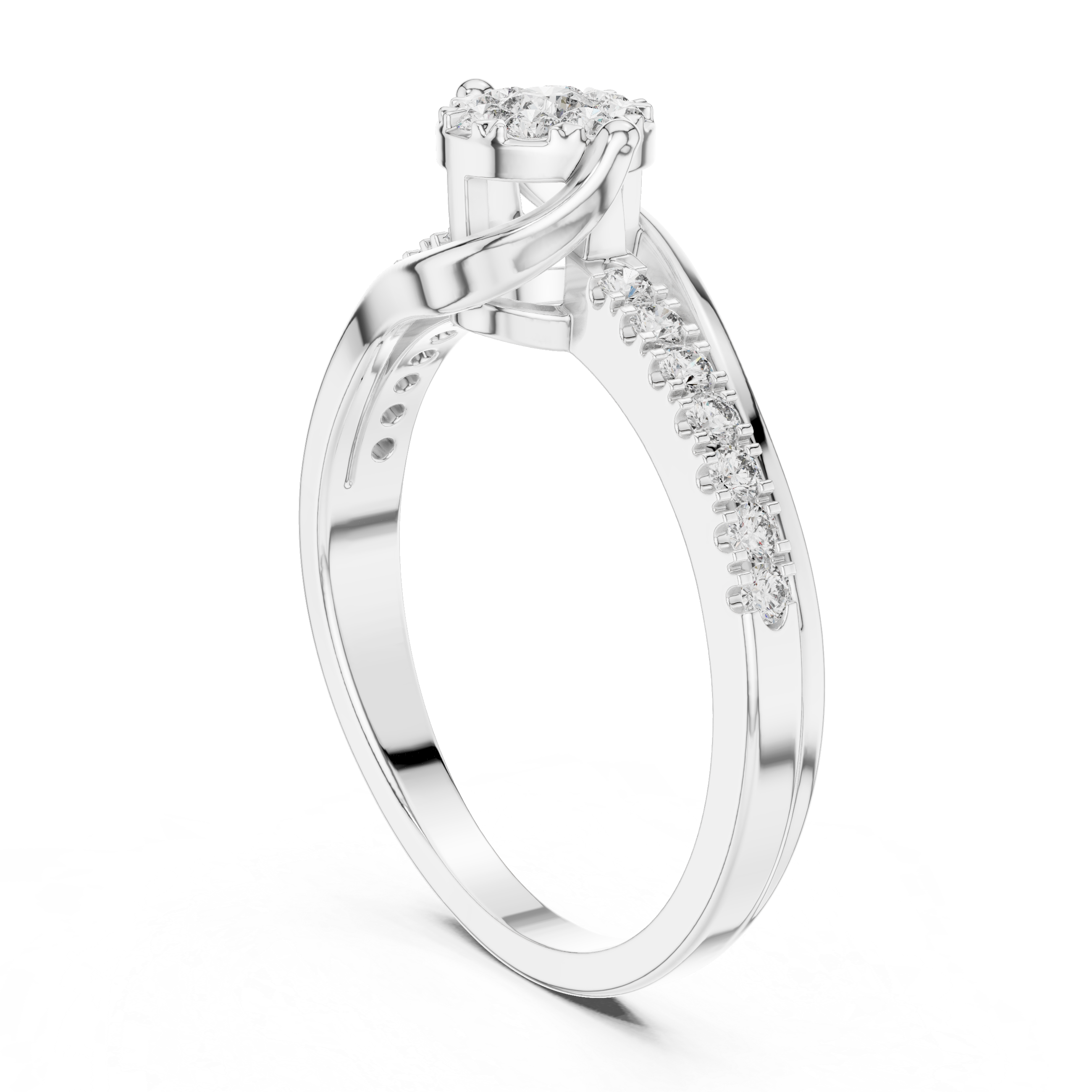 The Alella Ring - Floral Cluster Bypass Engagement Ring