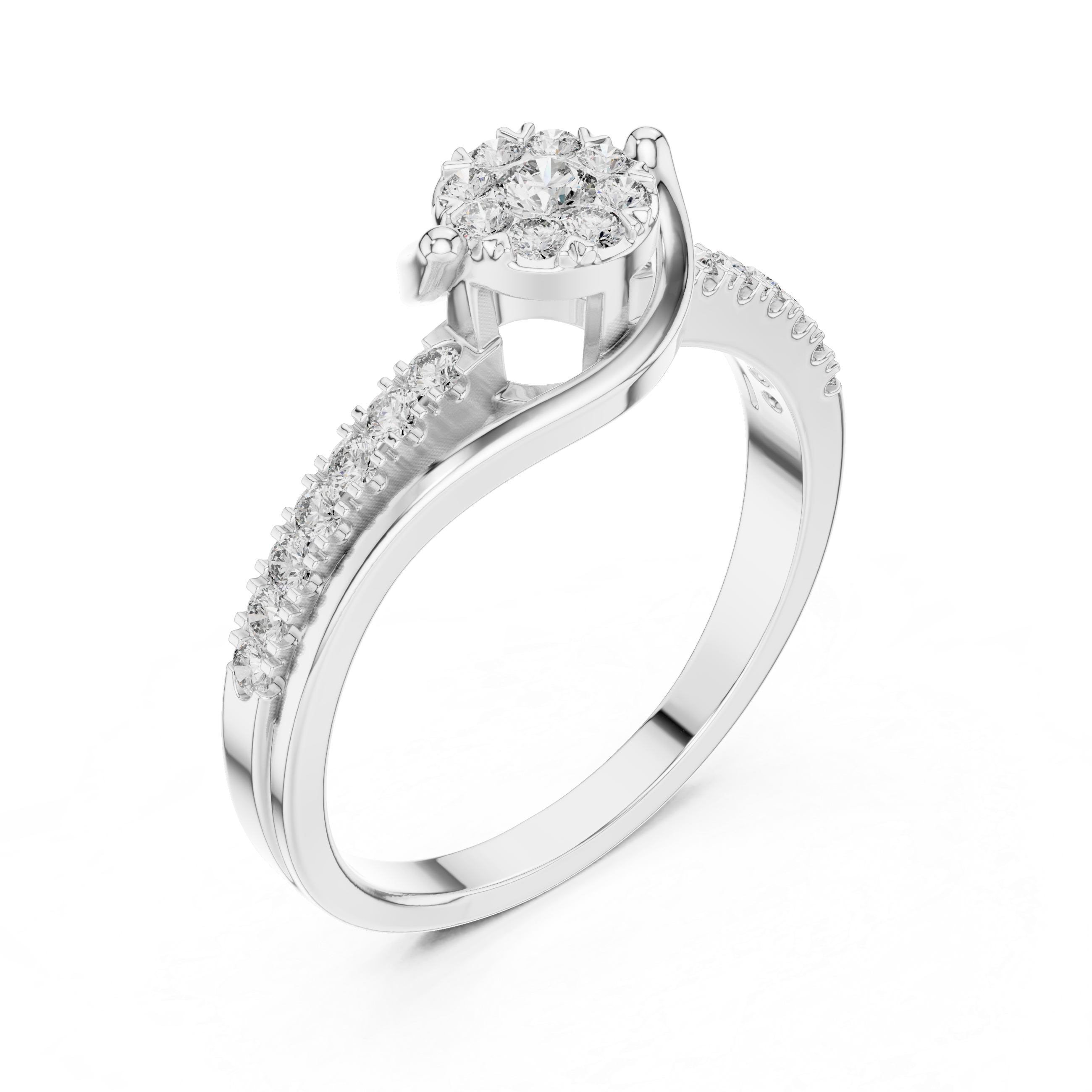 The Alella Ring - Floral Cluster Bypass Engagement Ring