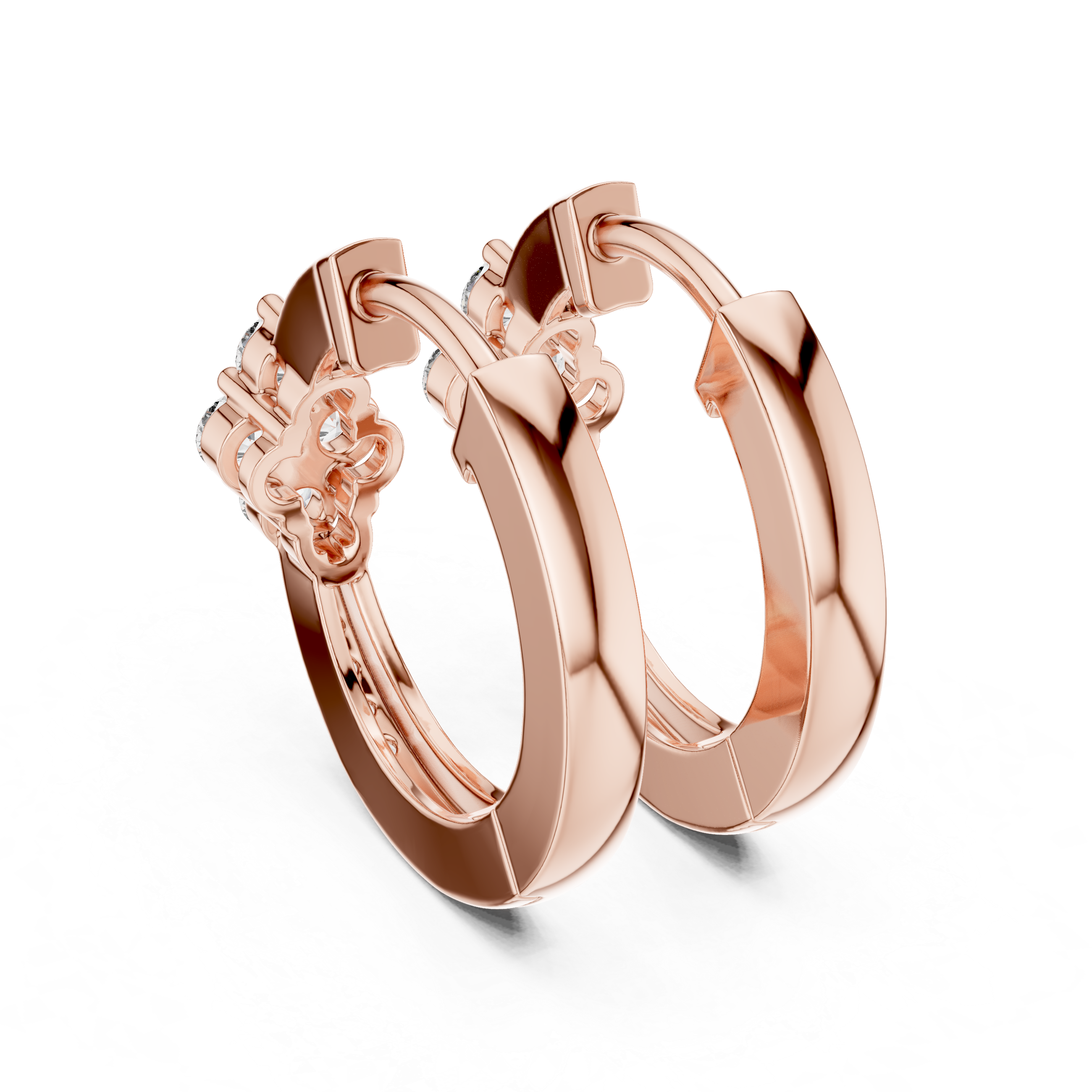 The Bellagio Earrings – Floral Cluster Diamond Huggie Hoops