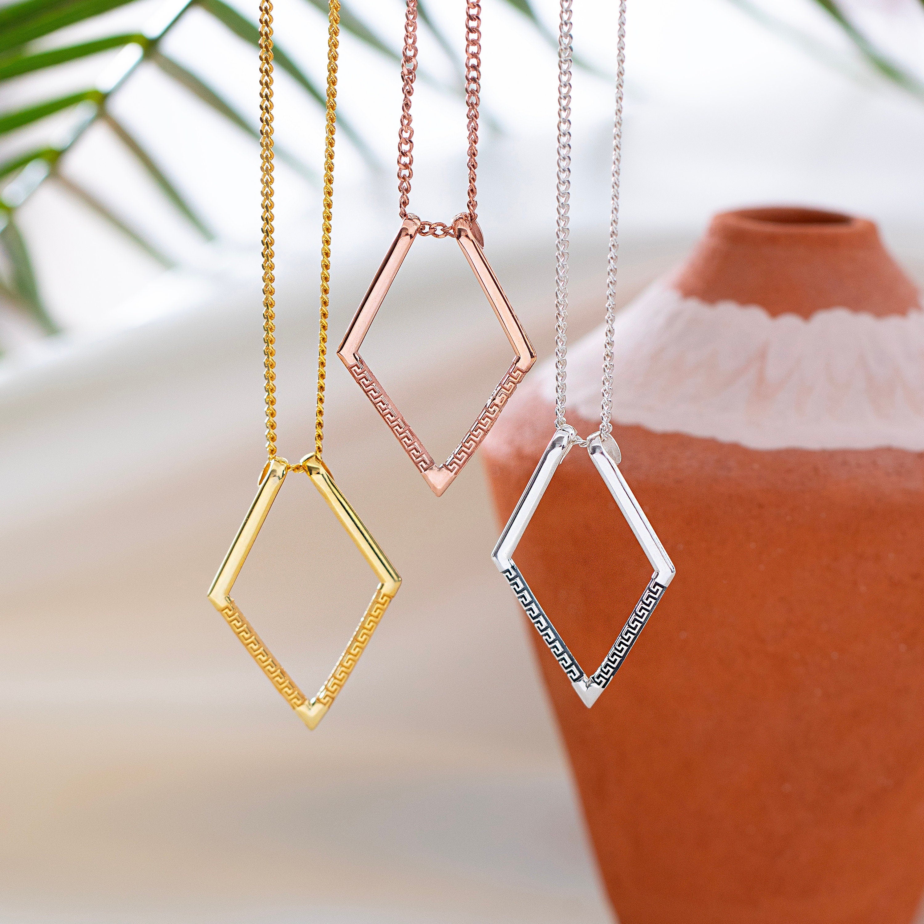 Greek Pattern Ring Holder Necklace