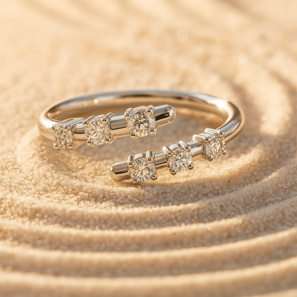 The Daugavpils Ring - Round Cut Spiral Bypass Wrap Ring