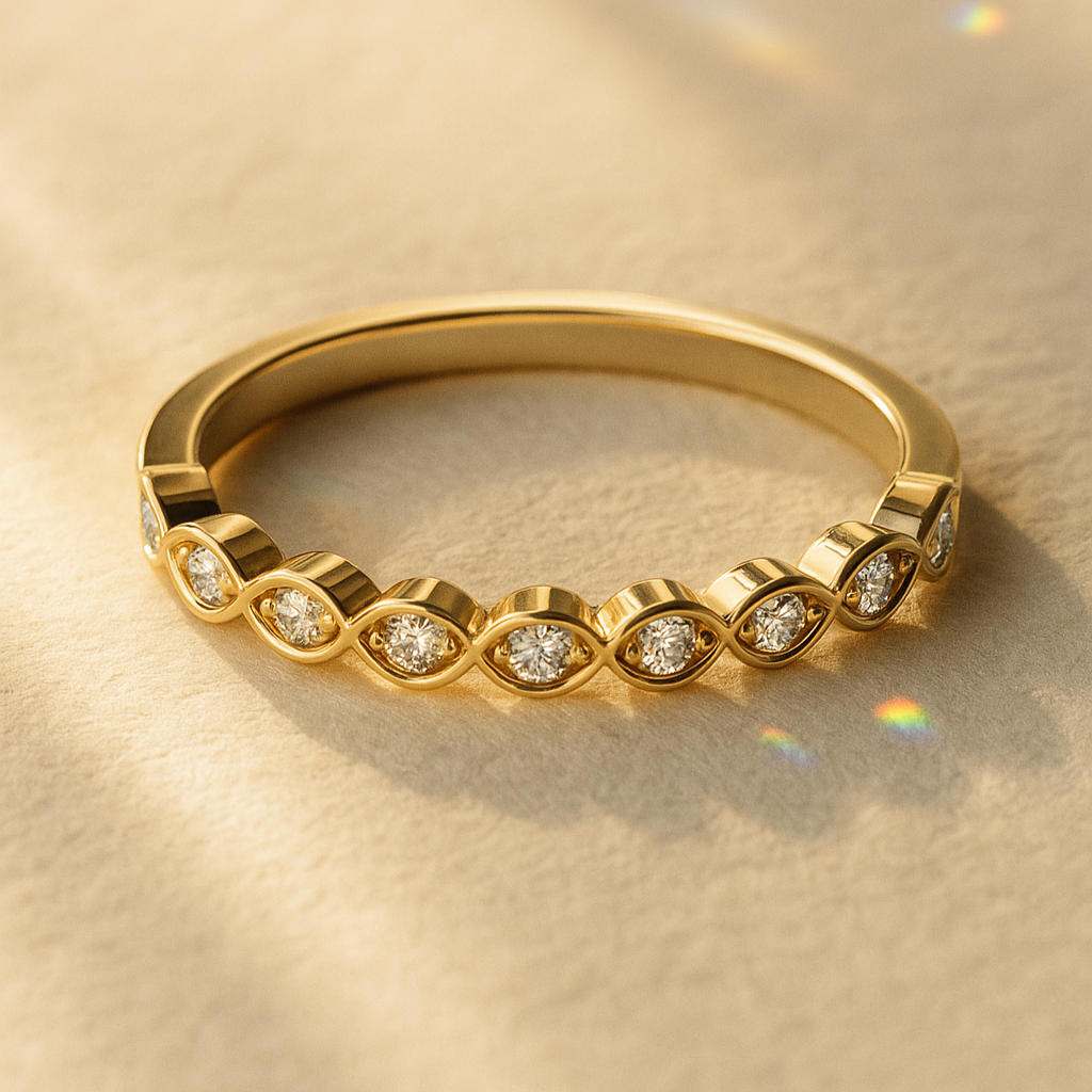 The Madona Ring - Round Cut Vintage Marquise-Link Band