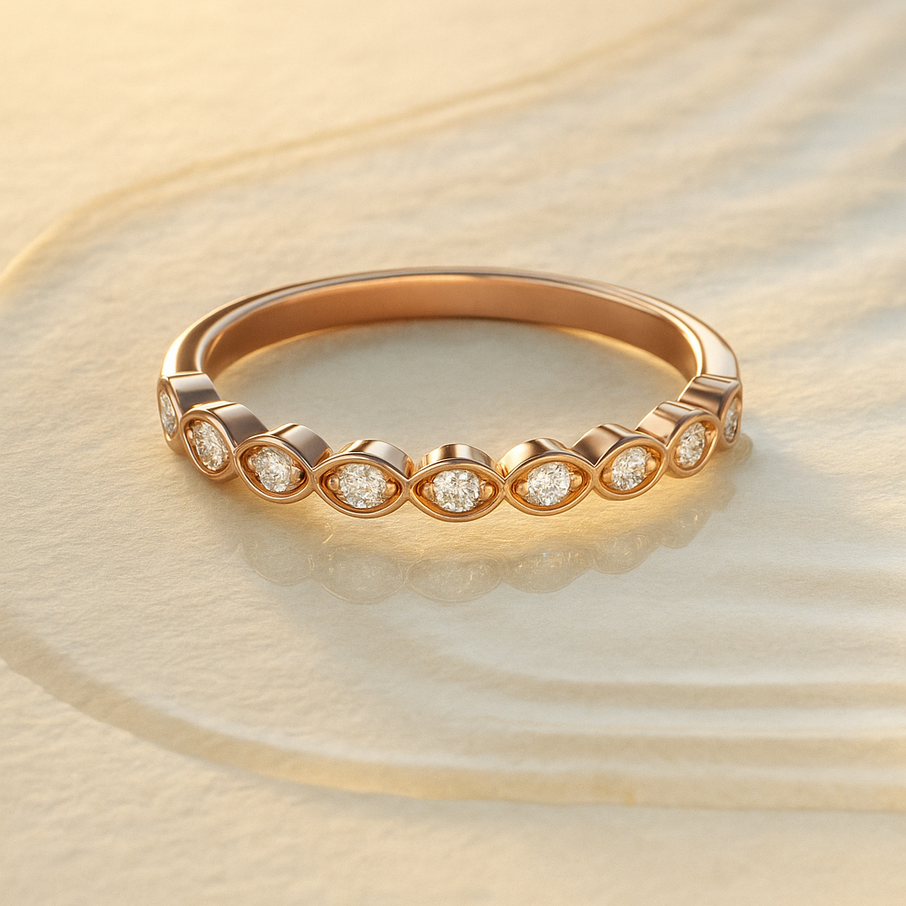 The Madona Ring - Round Cut Vintage Marquise-Link Band