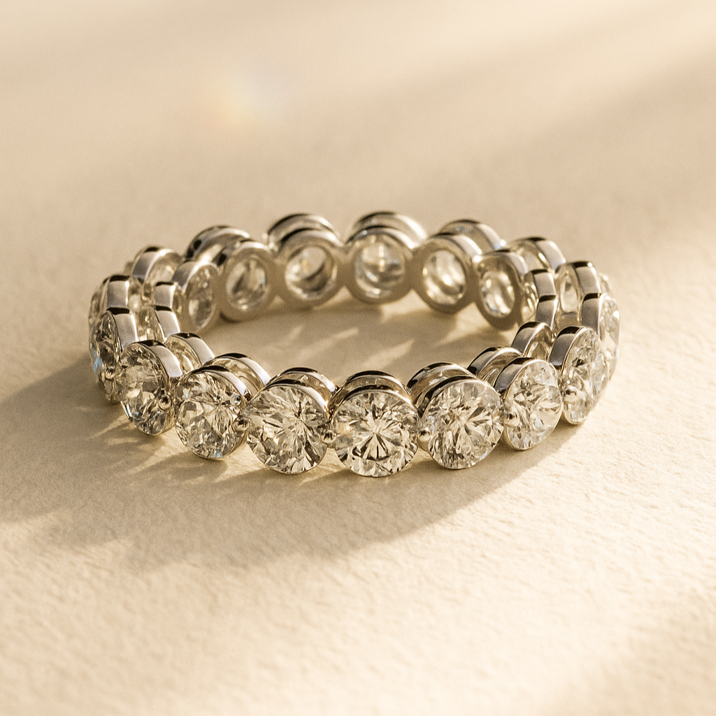 The Šiauliai Ring - Round Cut Collet Set Eternity Band