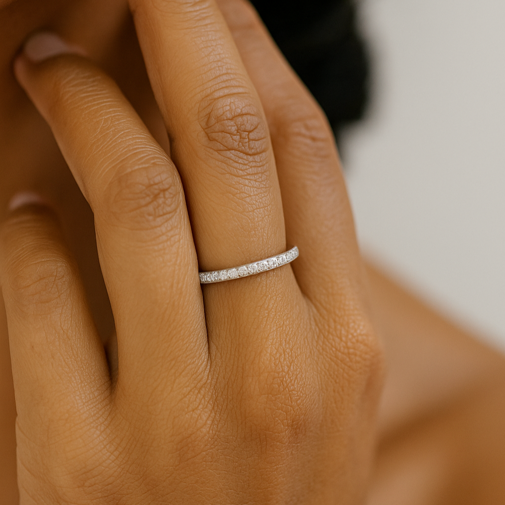 The Tallinn Ring - Round Cut Shared Prong Stackable Band