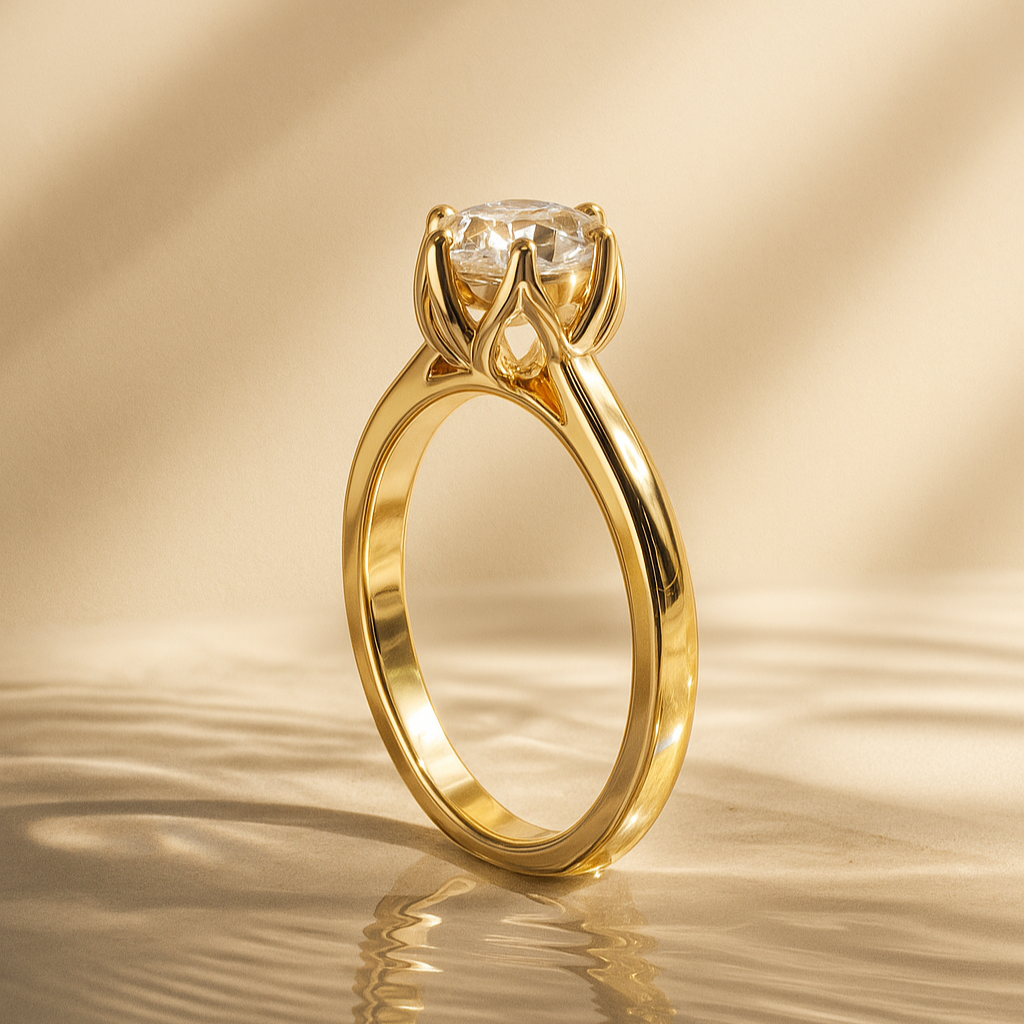 The Grenoble Ring - Round Cut Six-Prong Alpine Tulip Solitaire