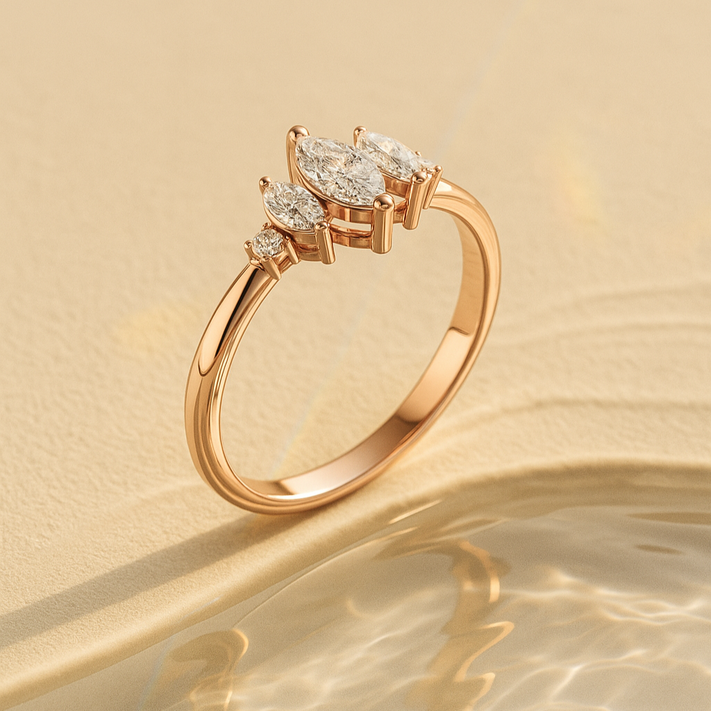 The Bastogne Ring - Marquise & Round Cut Five-Stone Geometric Diamond Ring