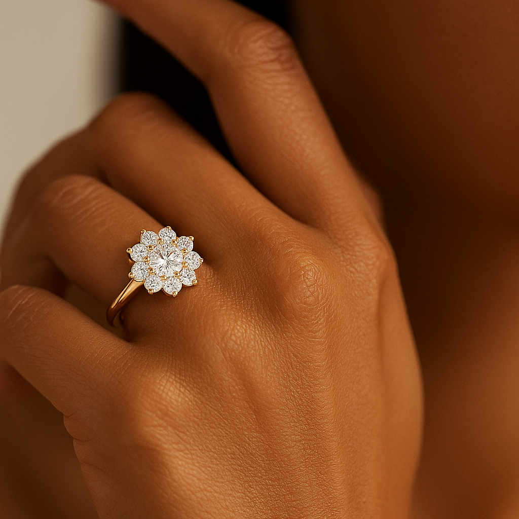 The Porvoo Ring - Round Cut Floral Cluster Diamond Ring