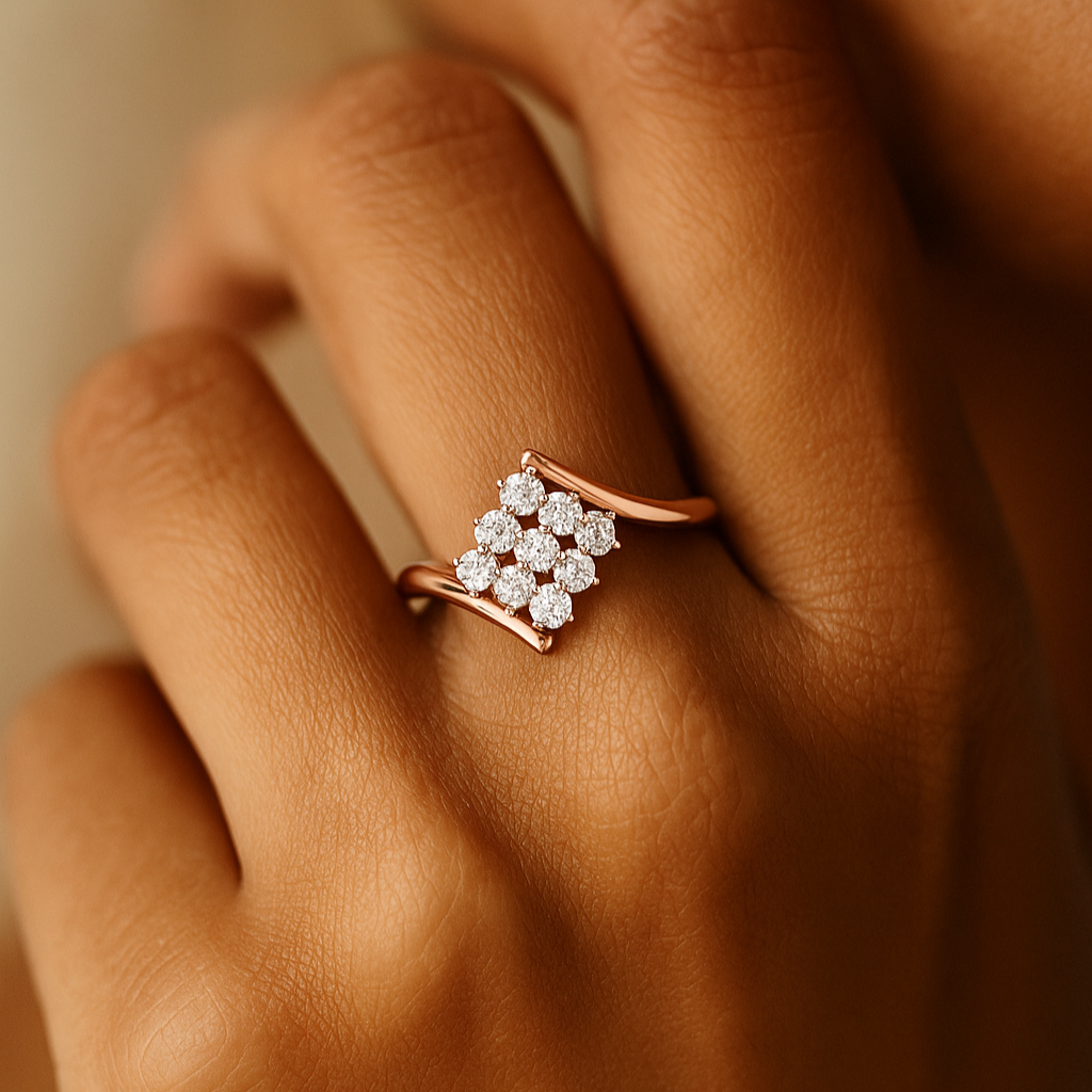 The Kokkola Ring - Round Cut Geometric Cluster Bypass Ring