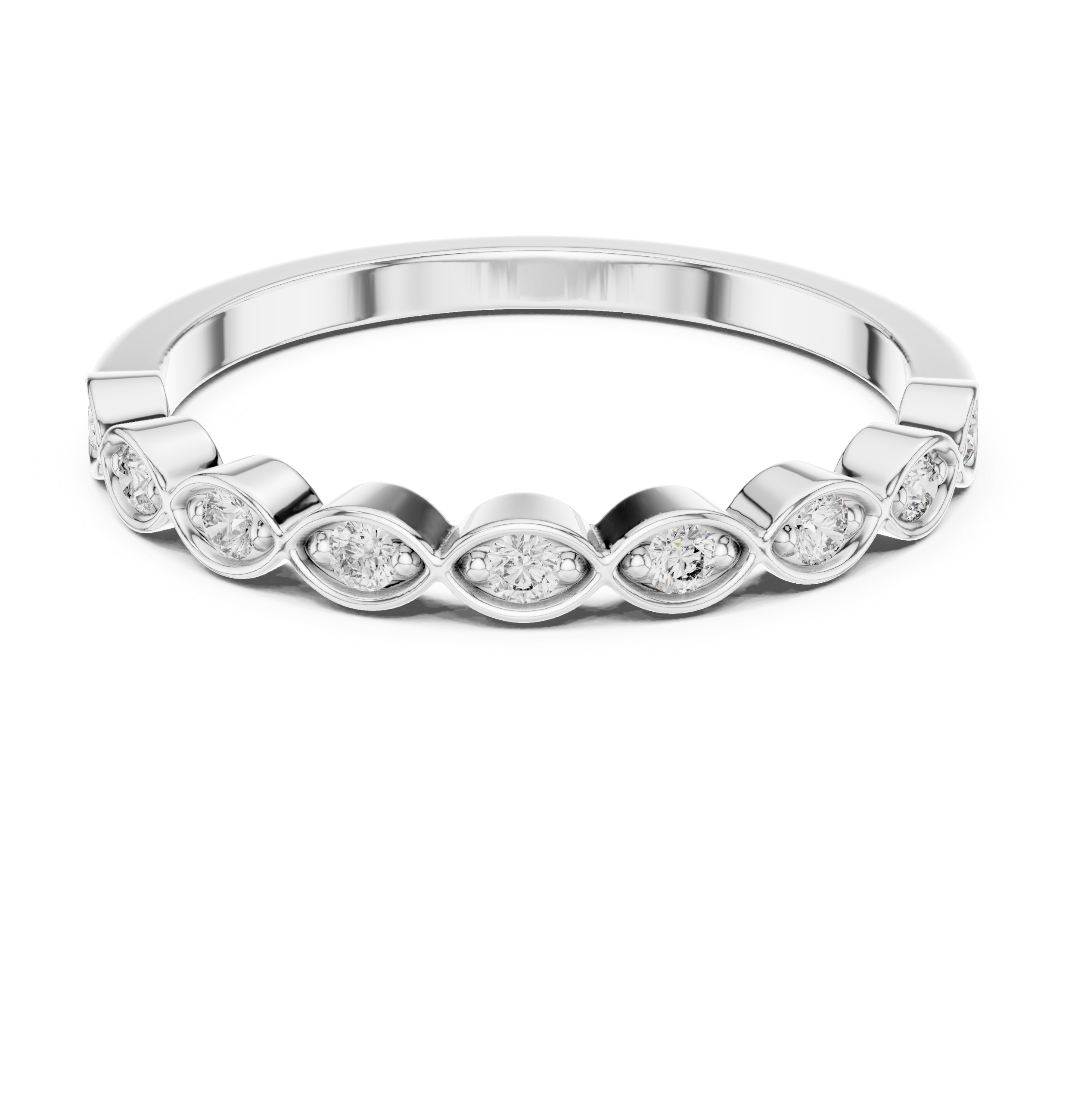 The Madona Ring - Round Cut Vintage Marquise-Link Band