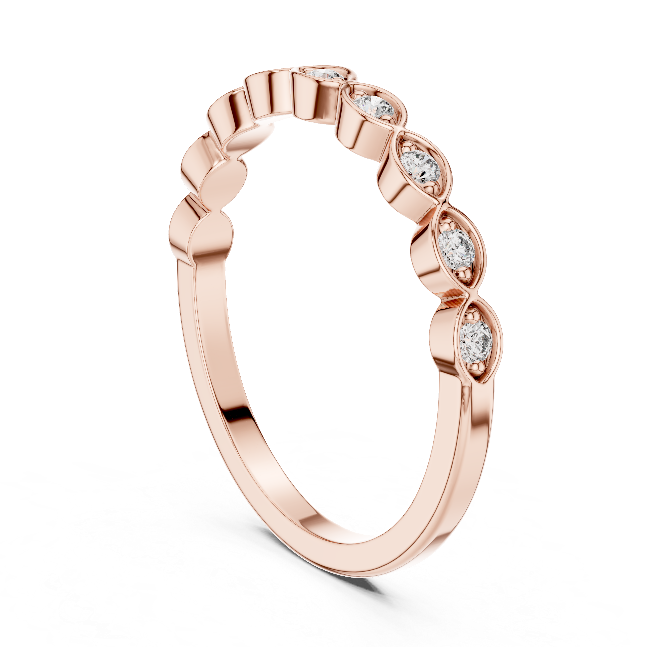 The Madona Ring - Round Cut Vintage Marquise-Link Band