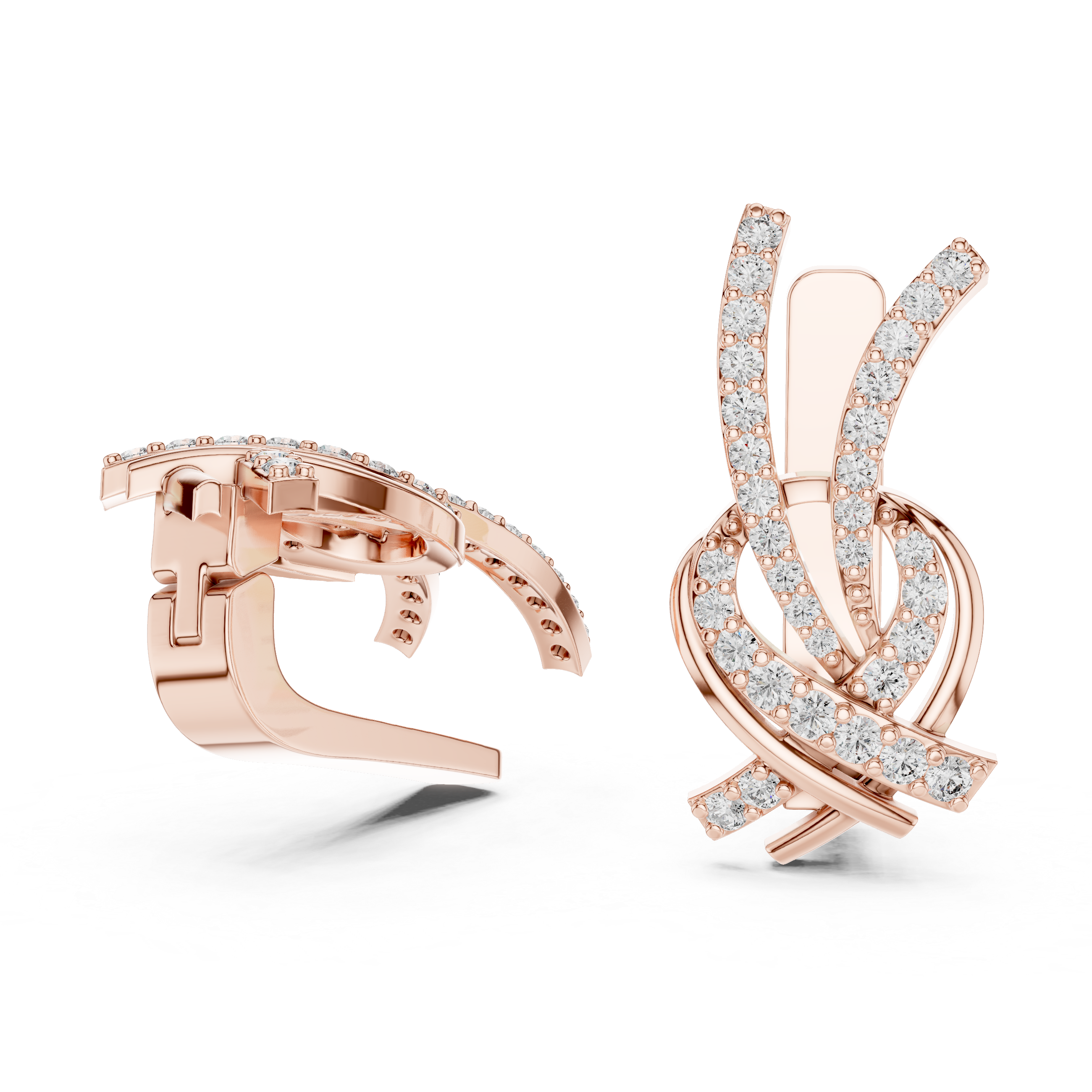 The Edinburgh Earrings – Interlocking Diamond Ribbon J-Hoops