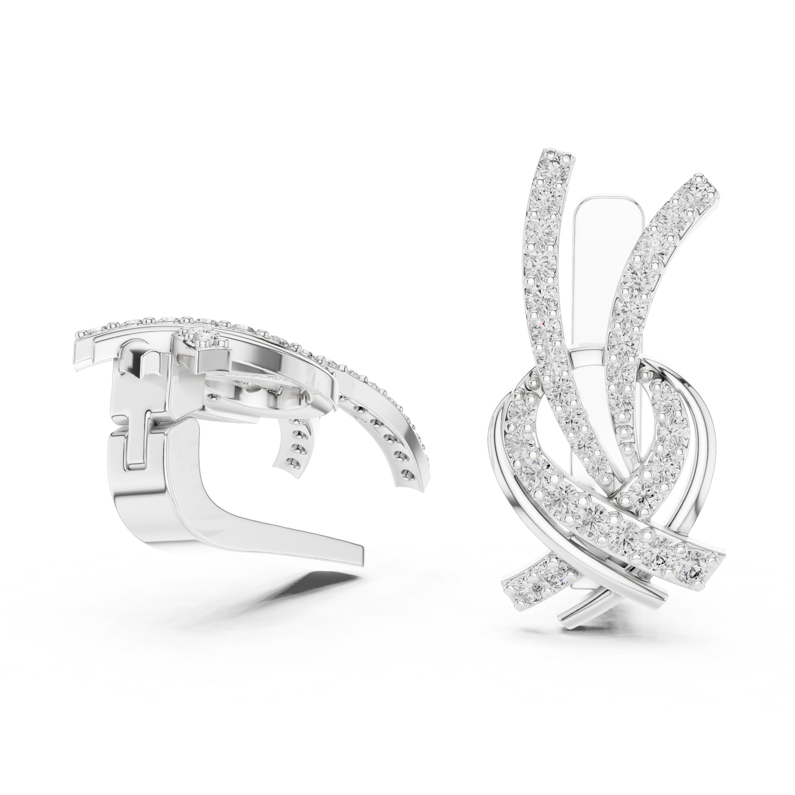 The Edinburgh Earrings – Interlocking Diamond Ribbon J-Hoops