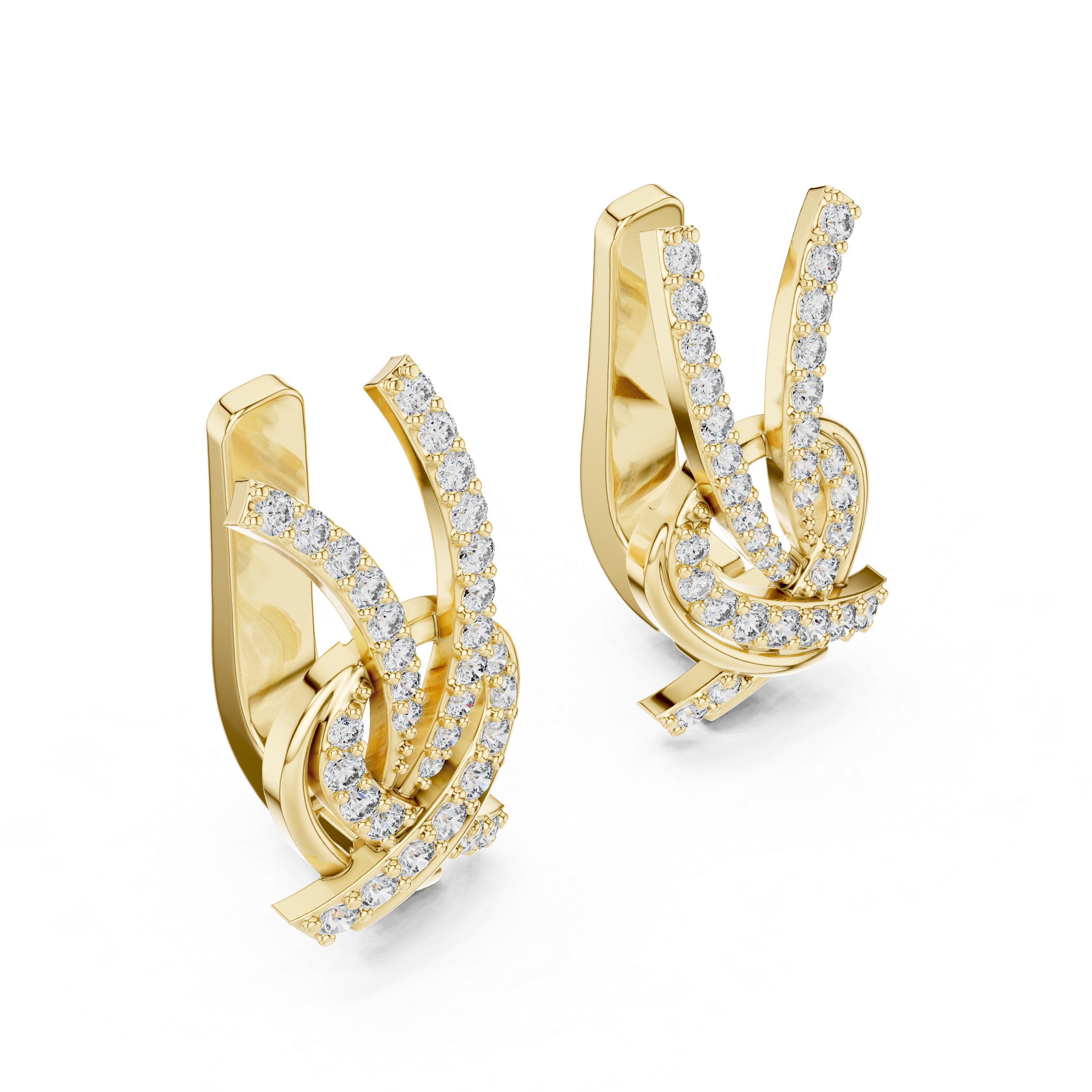 The Edinburgh Earrings – Interlocking Diamond Ribbon J-Hoops