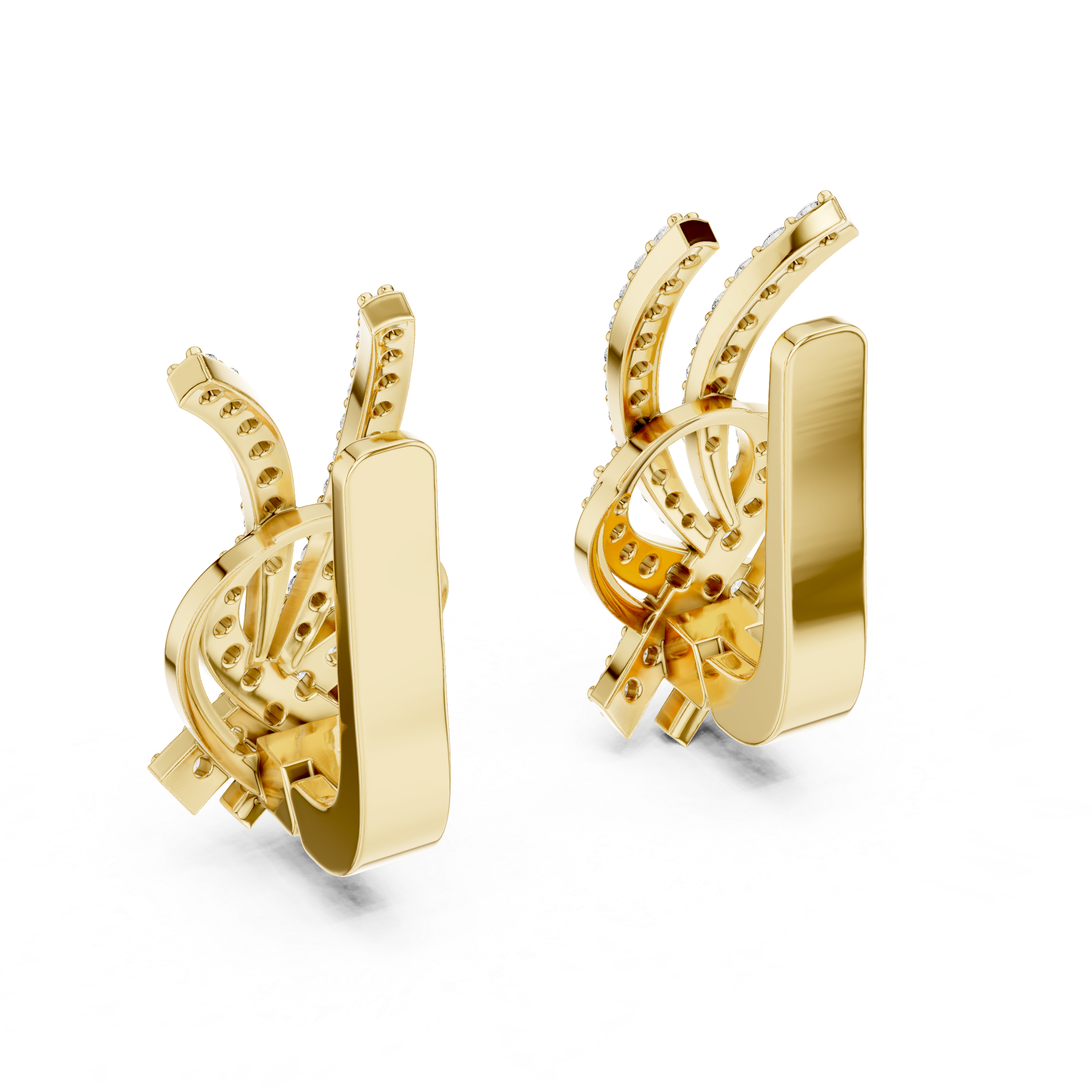 The Edinburgh Earrings – Interlocking Diamond Ribbon J-Hoops