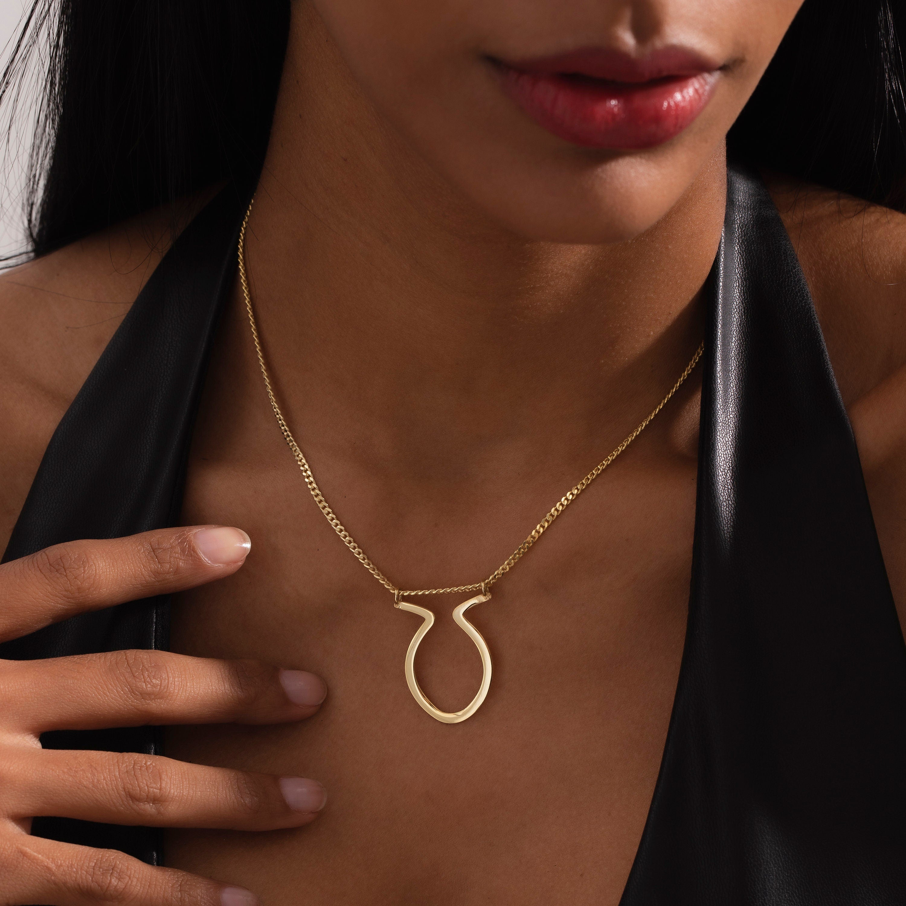 Oval Horn Ring Holder Necklace