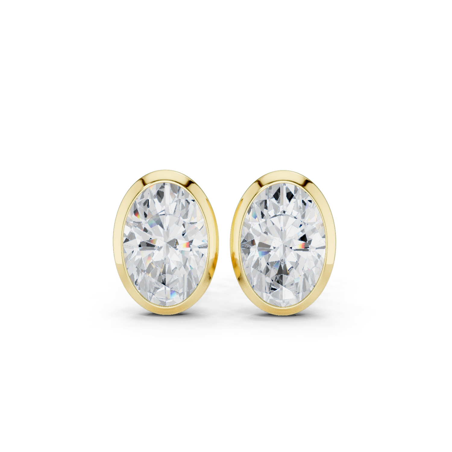 Muur Atelier Solid Gold Modern Oval Cut Bezel Solitaire Diamond Studs