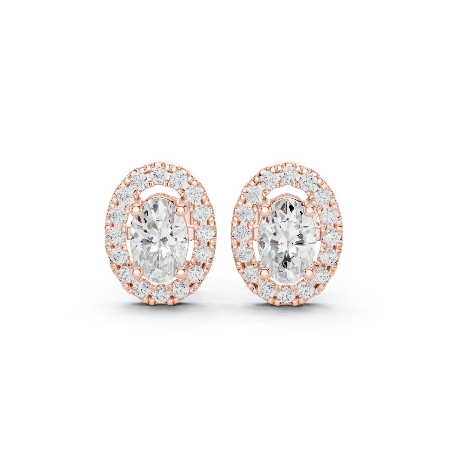 Muur Atelier Solid Gold Modern Oval Cut Diamond Halo Studs