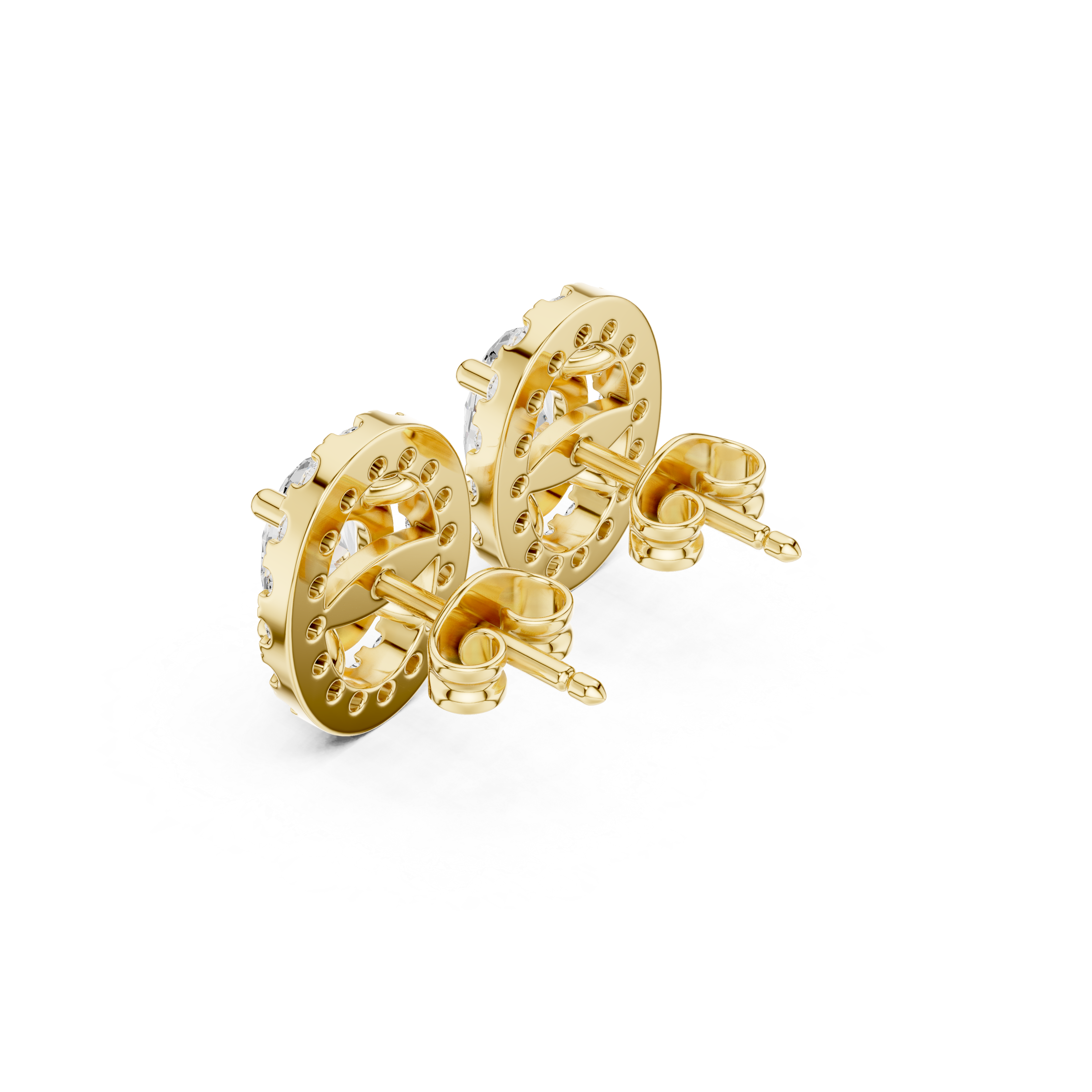 Muur Atelier Solid Gold Modern Oval Cut Diamond Halo Studs