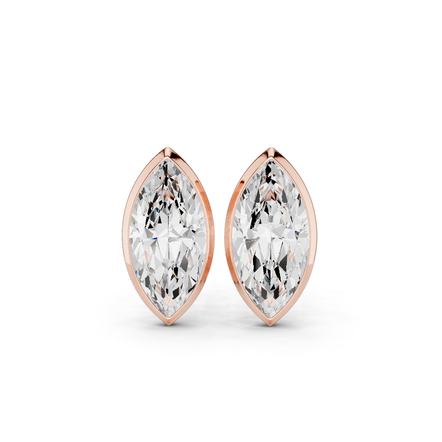 Muur Atelier Solid Gold Modern Modern Marquise Cut Bezel Solitaire Diamond Studs