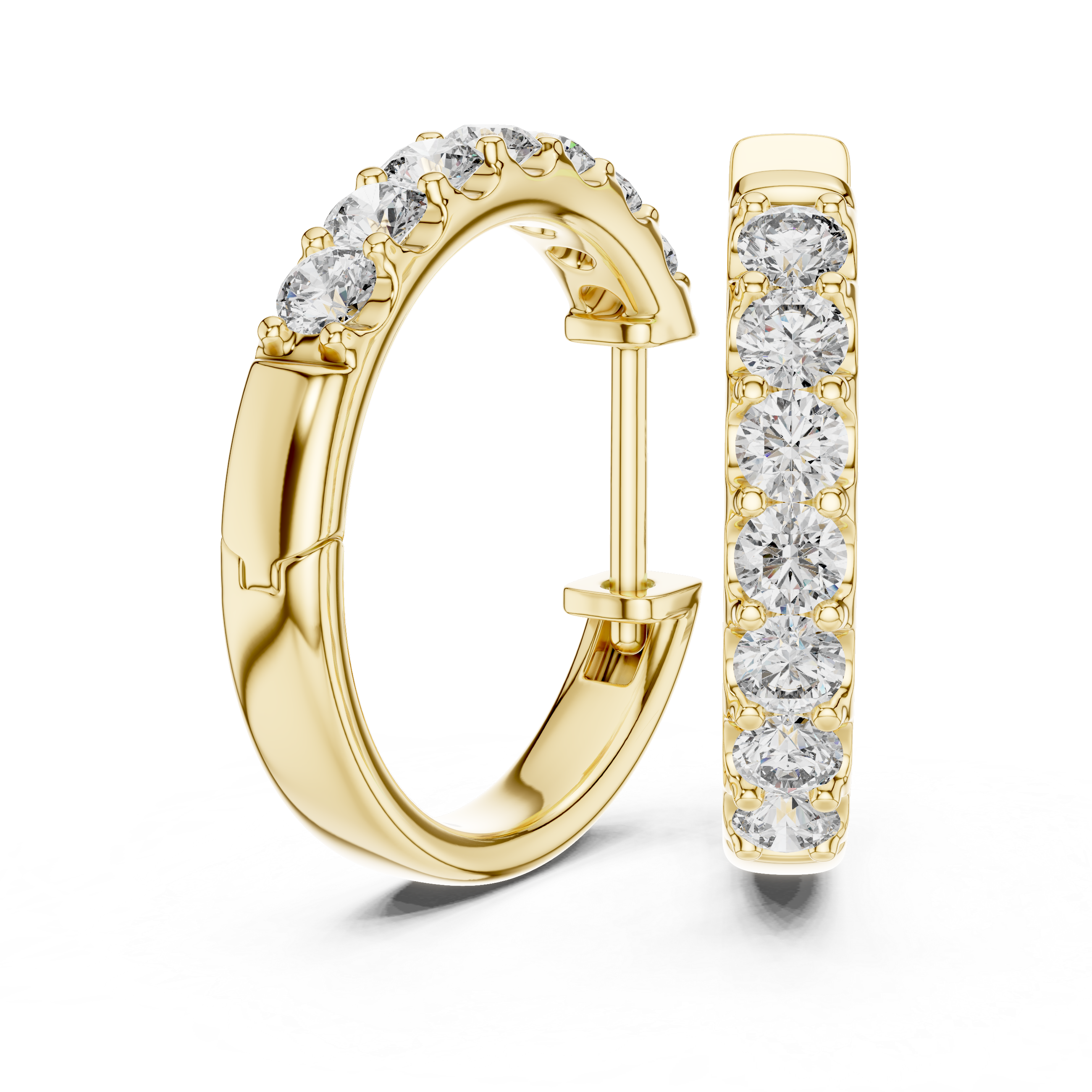 The Tokyo Hoops - U-Cut Diamond Half-Eternity Earrings