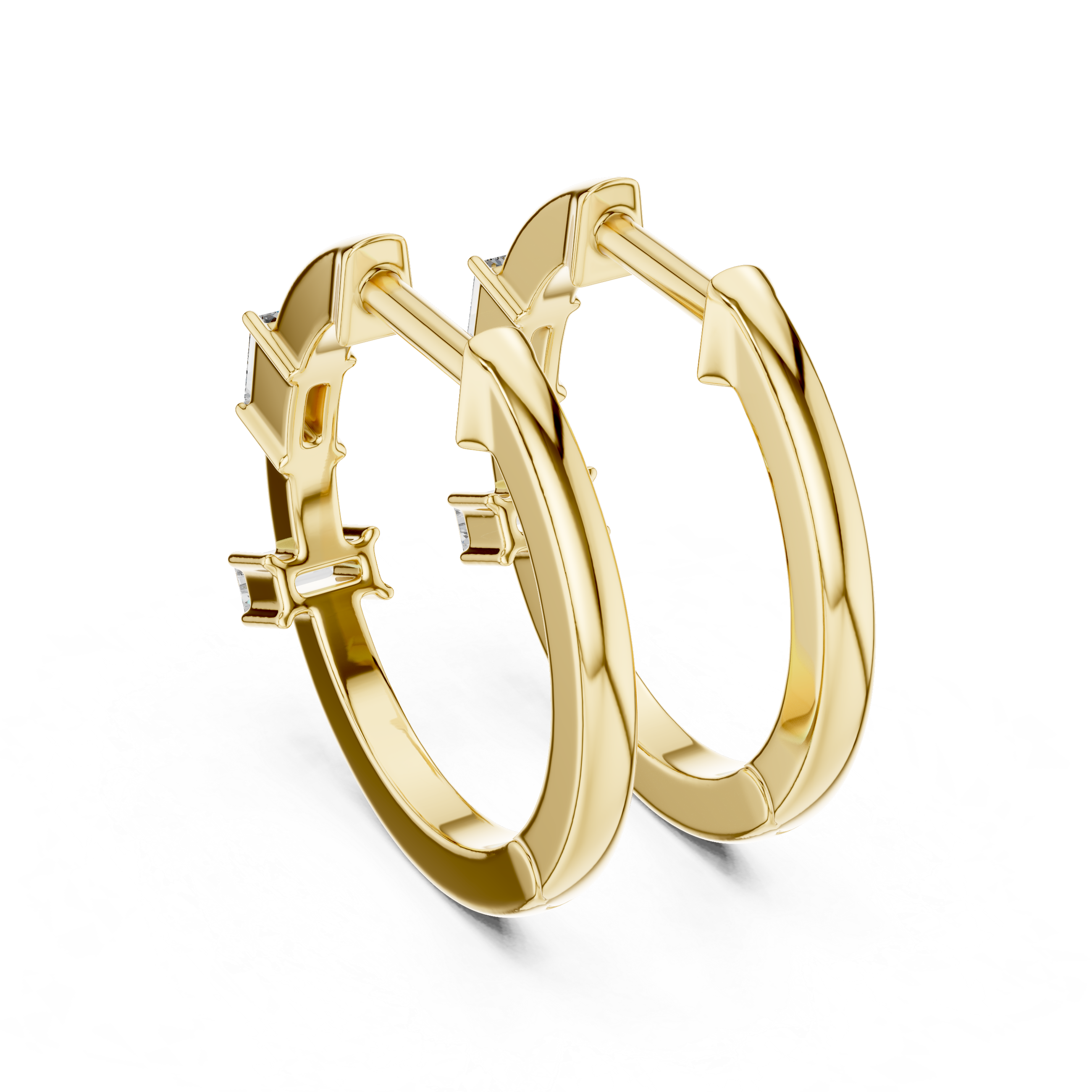 The Cambridge Hoops - Solitaire Baguette Diamond Earrings