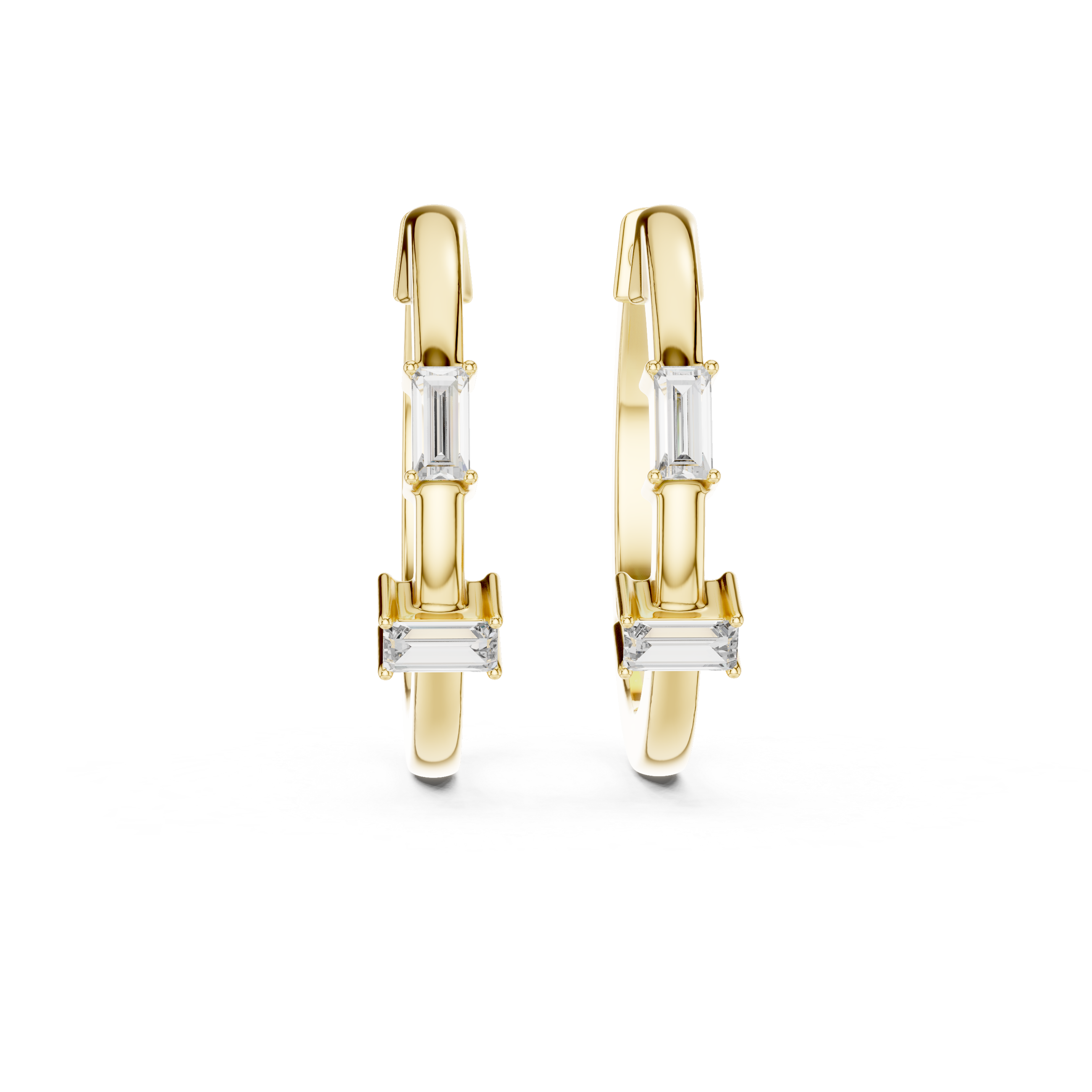 The Cambridge Hoops - Solitaire Baguette Diamond Earrings