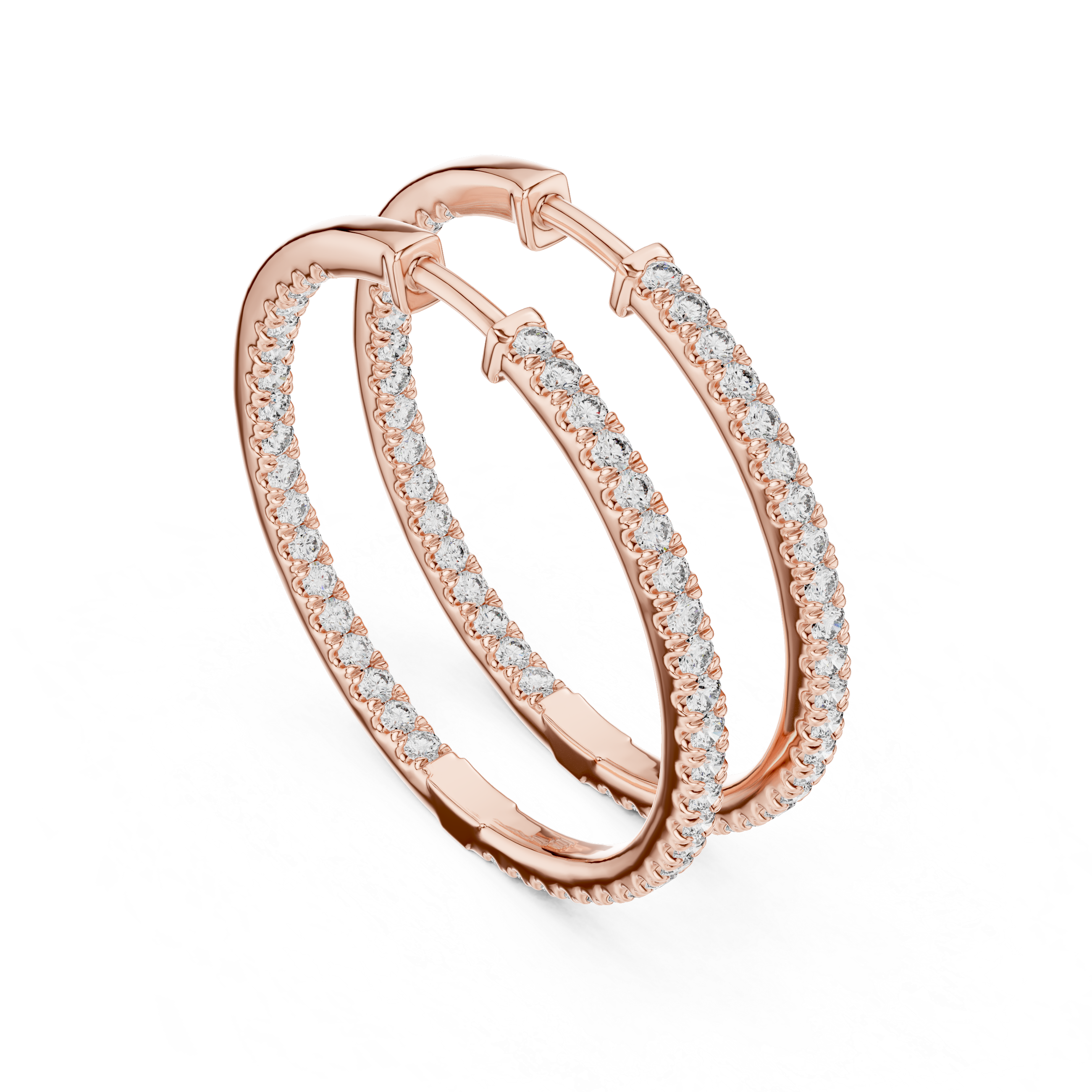 The Harrogate Earrings – Slender U-Pave Diamond Eternity Hoops