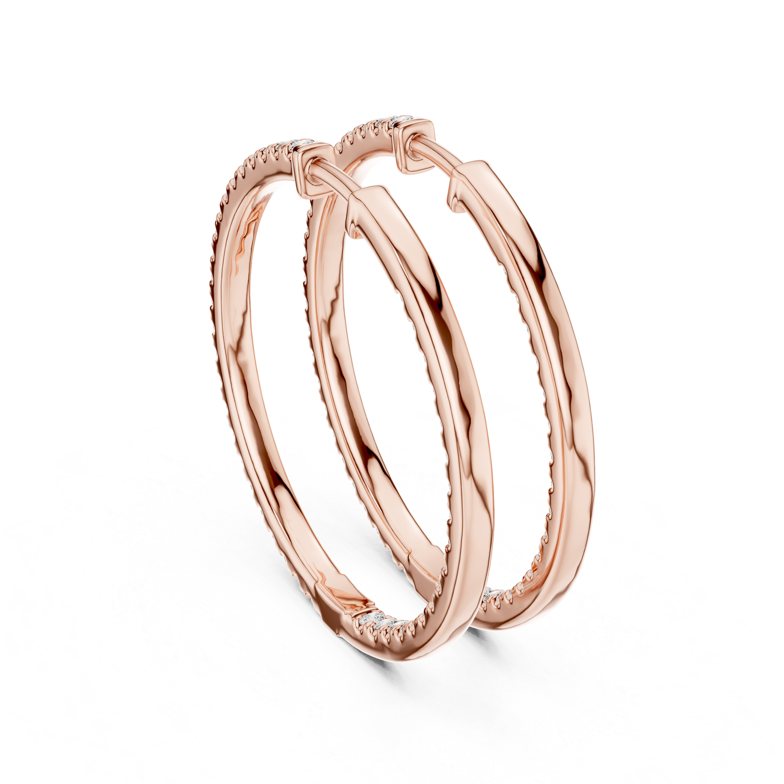 The Harrogate Earrings – Slender U-Pave Diamond Eternity Hoops