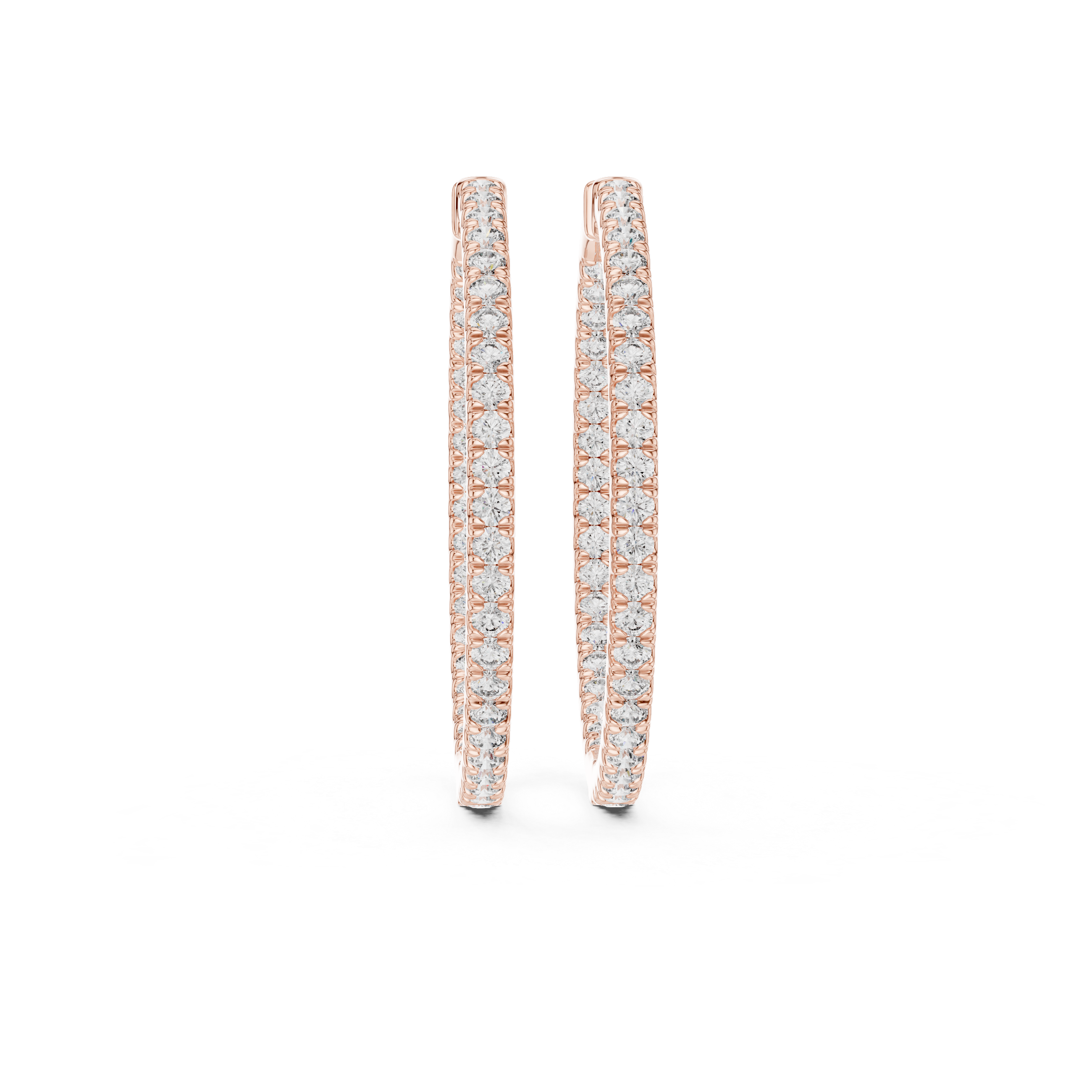 The Harrogate Earrings – Slender U-Pave Diamond Eternity Hoops