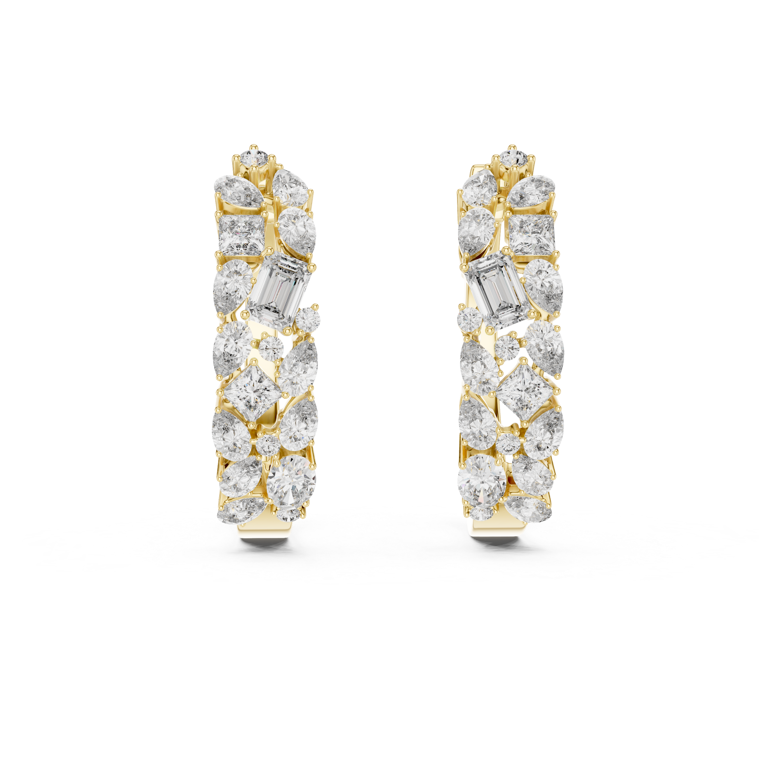 The Hamilton Hoops - Multi-Shape Diamond Mosaic Earrings