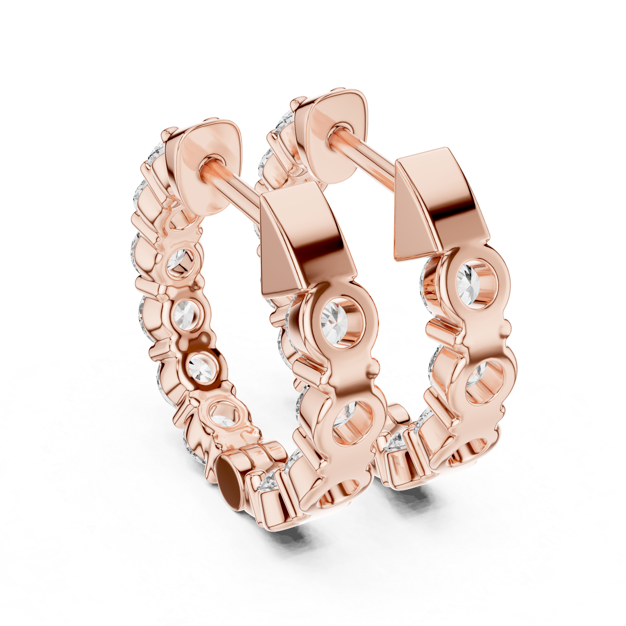 The Kawasaki Hoops - Shared Prong Bold Diamond Earrings