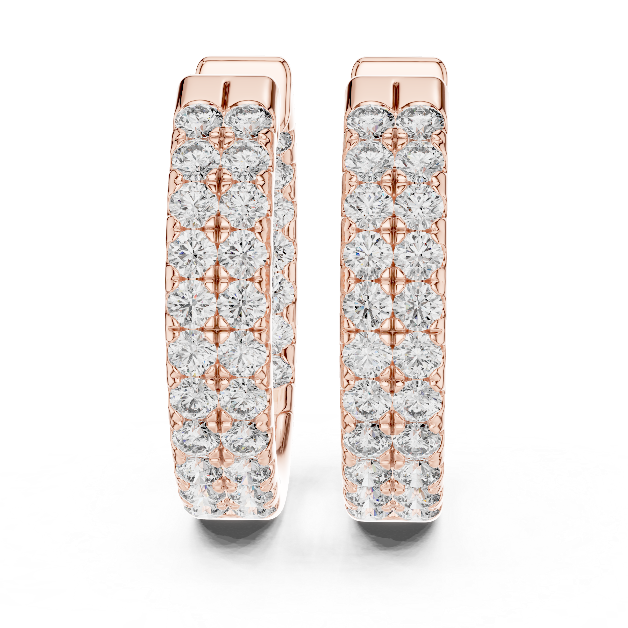The Grasmere Earrings – Double Row U-Pavé Diamond Huggie Hoops