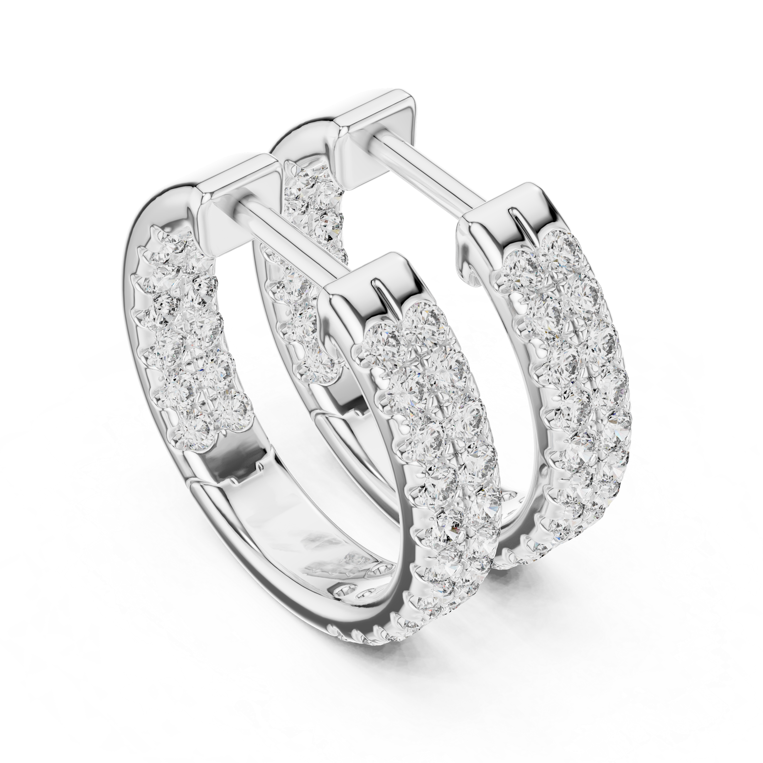 The Grasmere Earrings – Double Row U-Pavé Diamond Huggie Hoops
