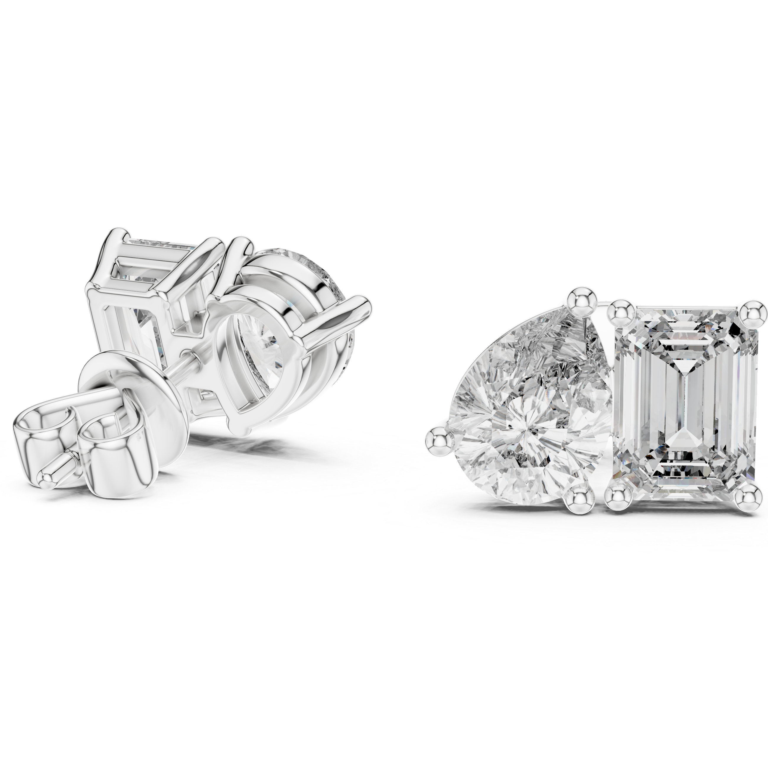 The San Diego Earrings - Pear & Emerald Cut Toi et Moi Studs