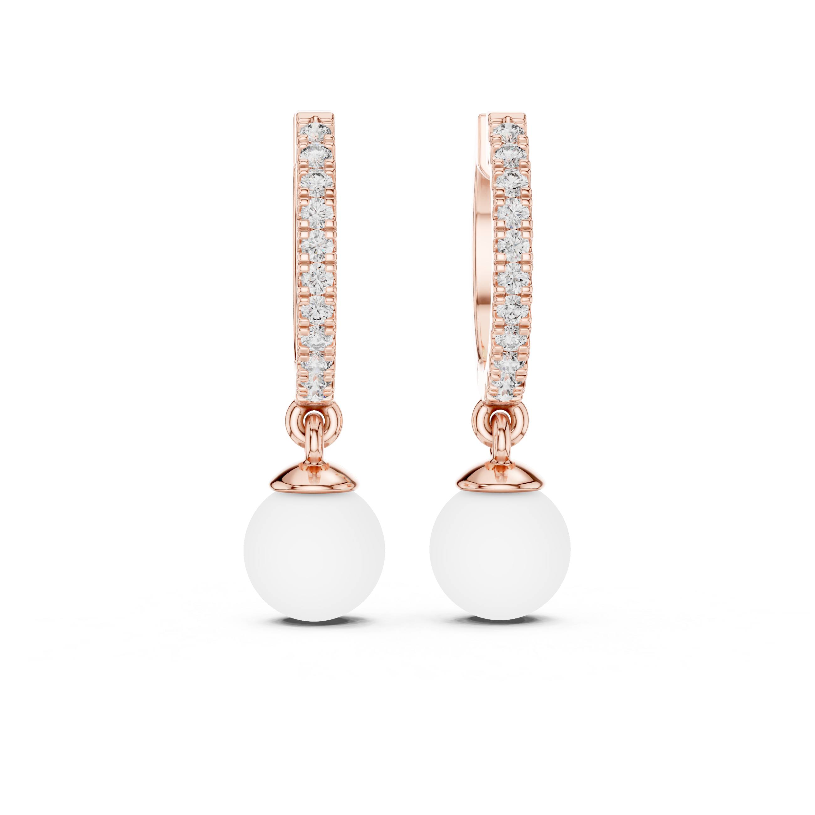 The Windermere Earrings – Pearl Drop Diamond Huggie Hoops